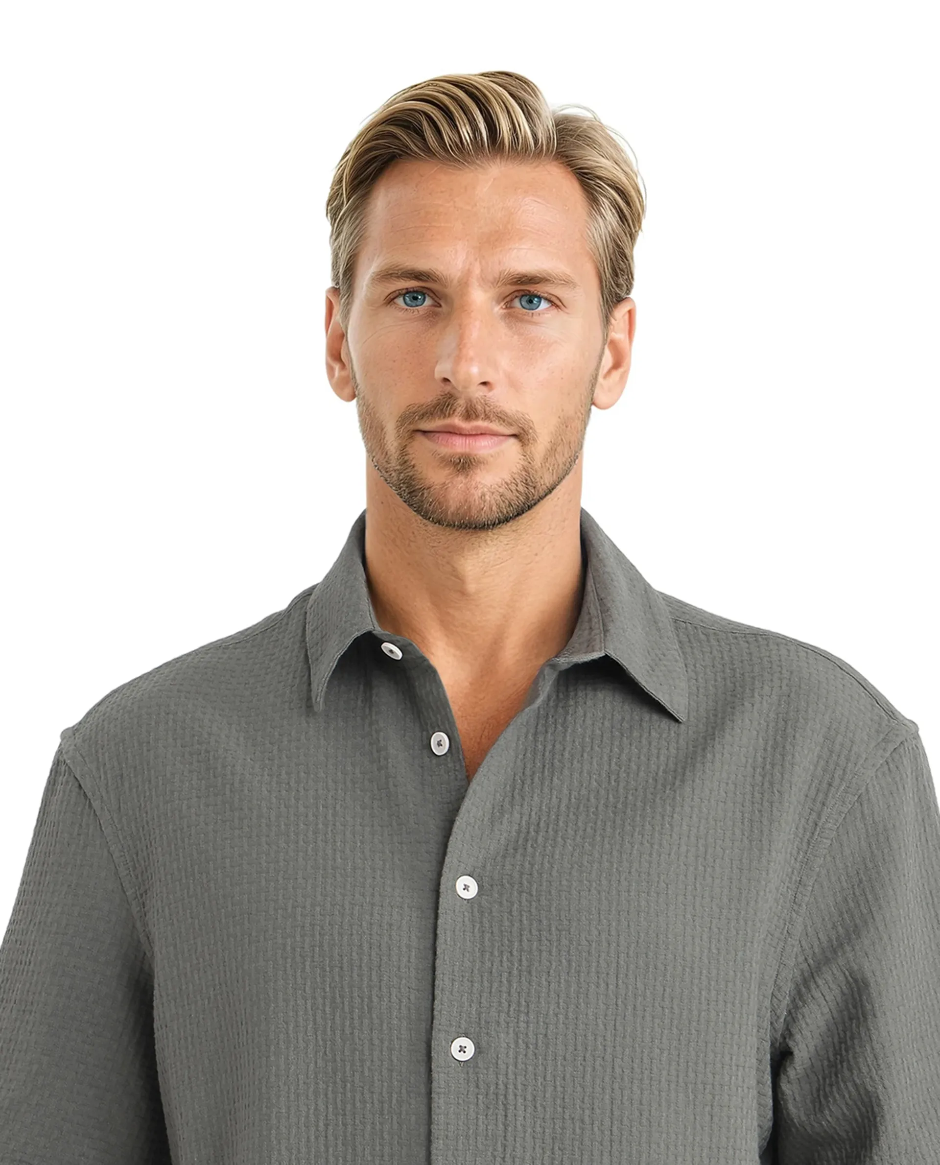 Rare Rabbit Men's Dira Dark Green Cotton Textured Boxy Fit Half Sleeve Collared Shirt - Image 8