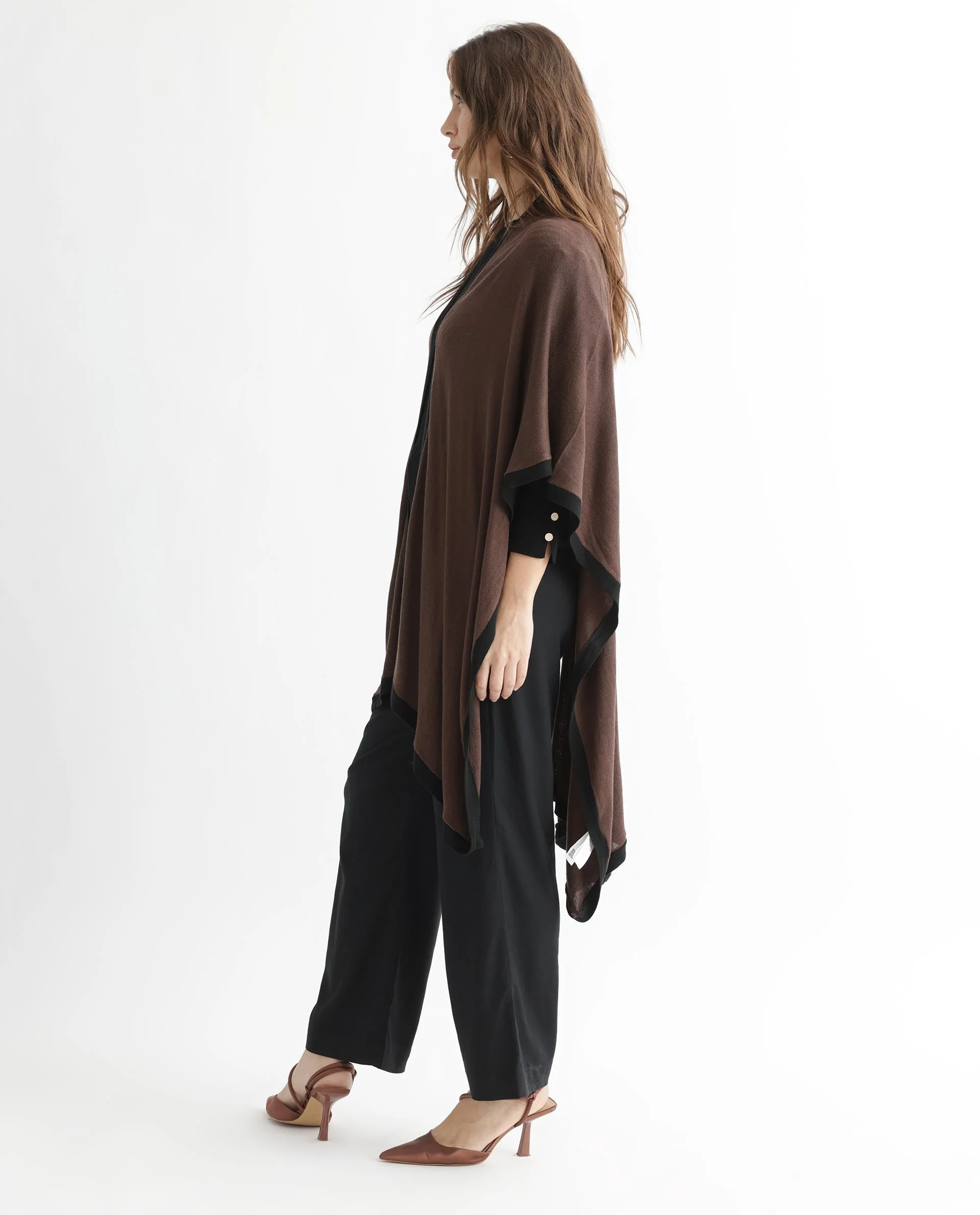 Rareism Women's Display Brown Viscose Collarless Plain Cape Sleeve Relaxed Fit Sweater - Image 6