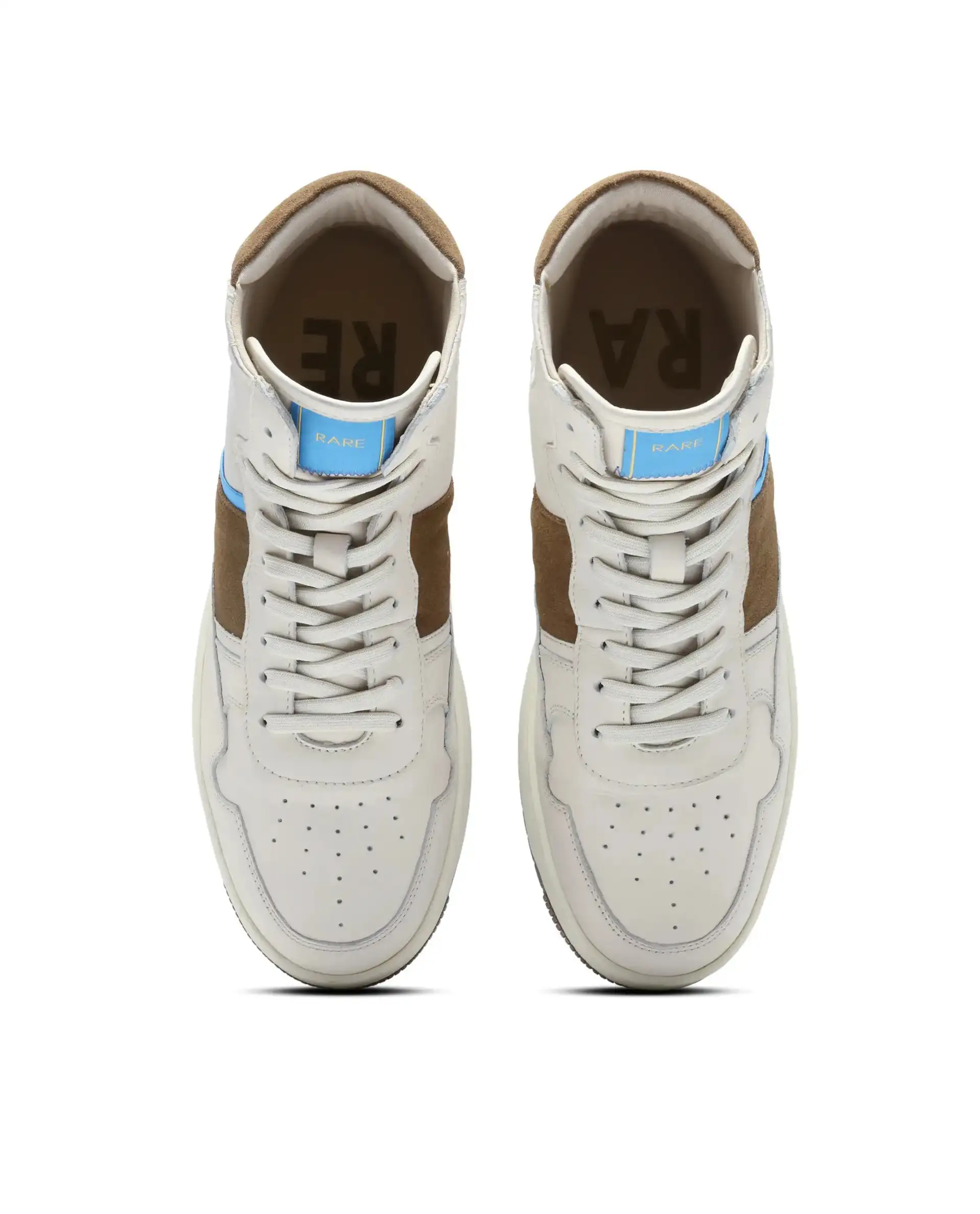 Rare Rabbit Men's Dist Beige Leather Lace-Up Closure High-Top Sneaker - Image 4
