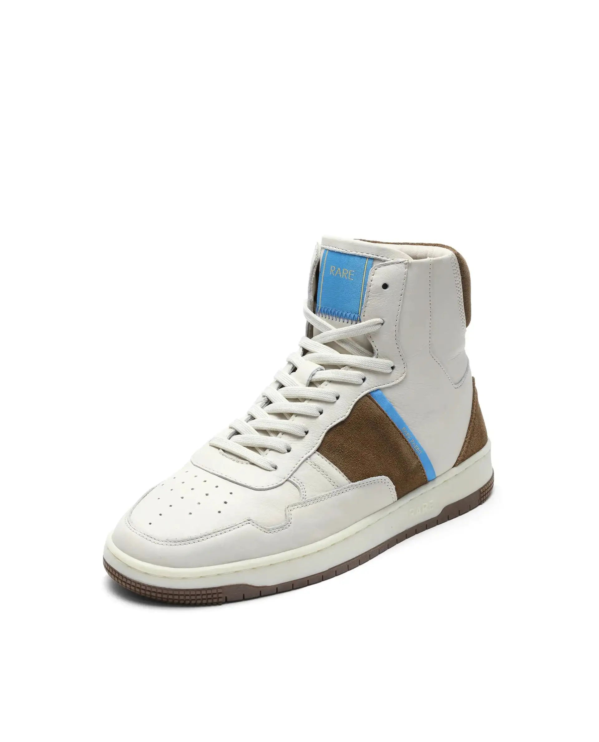 Rare Rabbit Men's Dist Beige Leather Lace-Up Closure High-Top Sneaker - Image 6