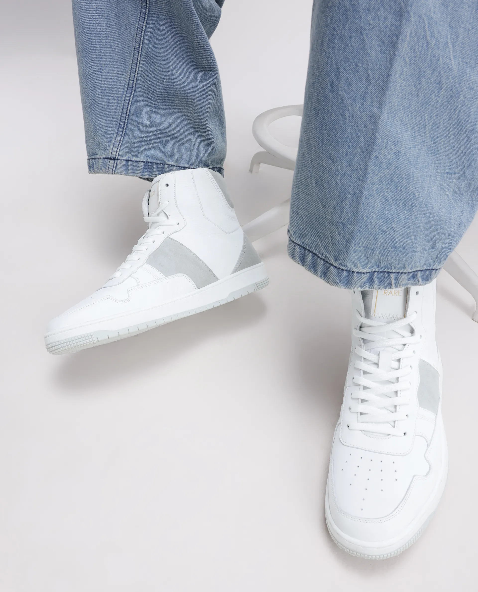 Rare Rabbit Men's Dist Cement Leather Lace-Up Closure High-Top Sneaker - Image 2
