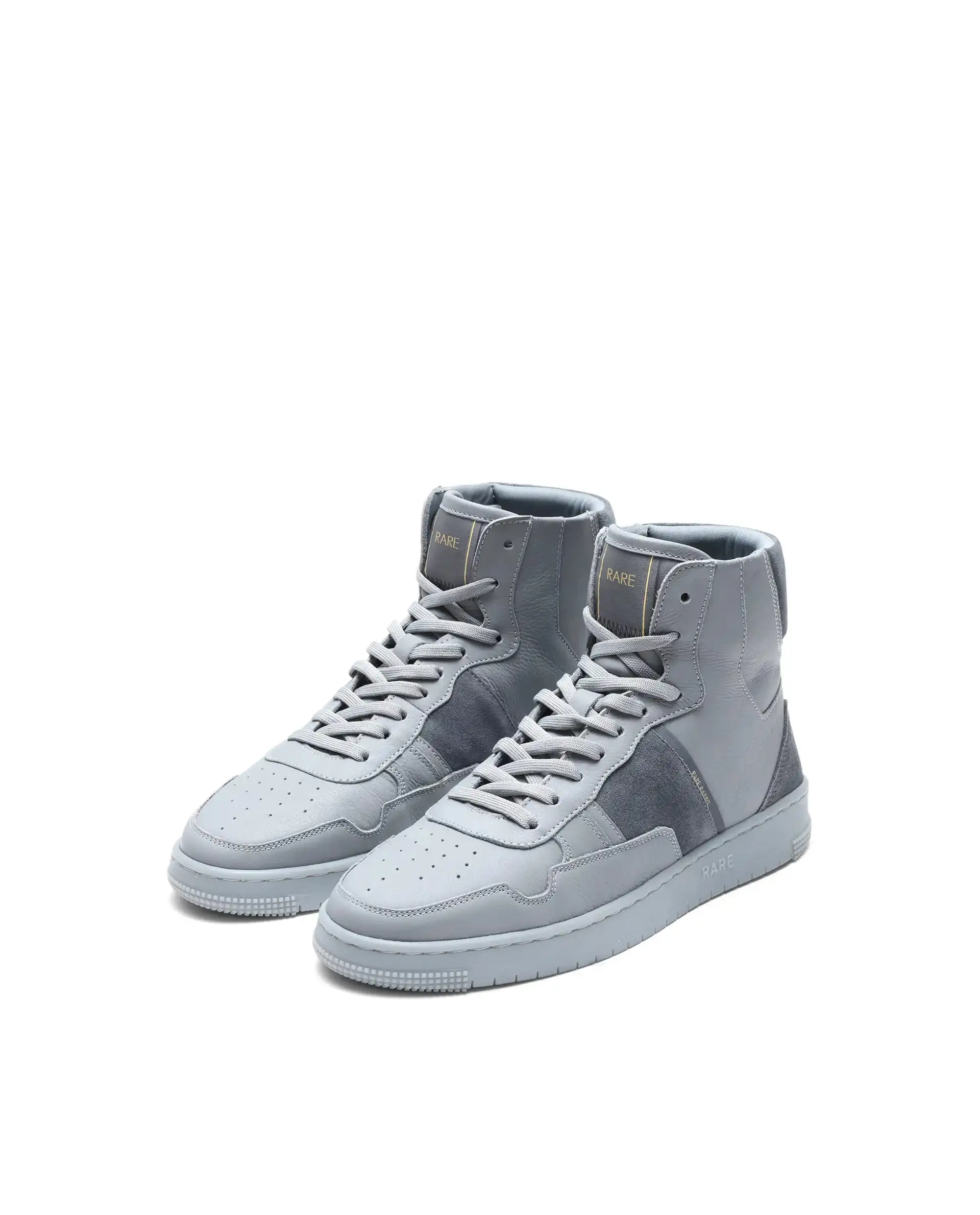 Rare Rabbit Men's Dist Grey Leather Lace-Up Closure High-Top Sneaker - Image 3