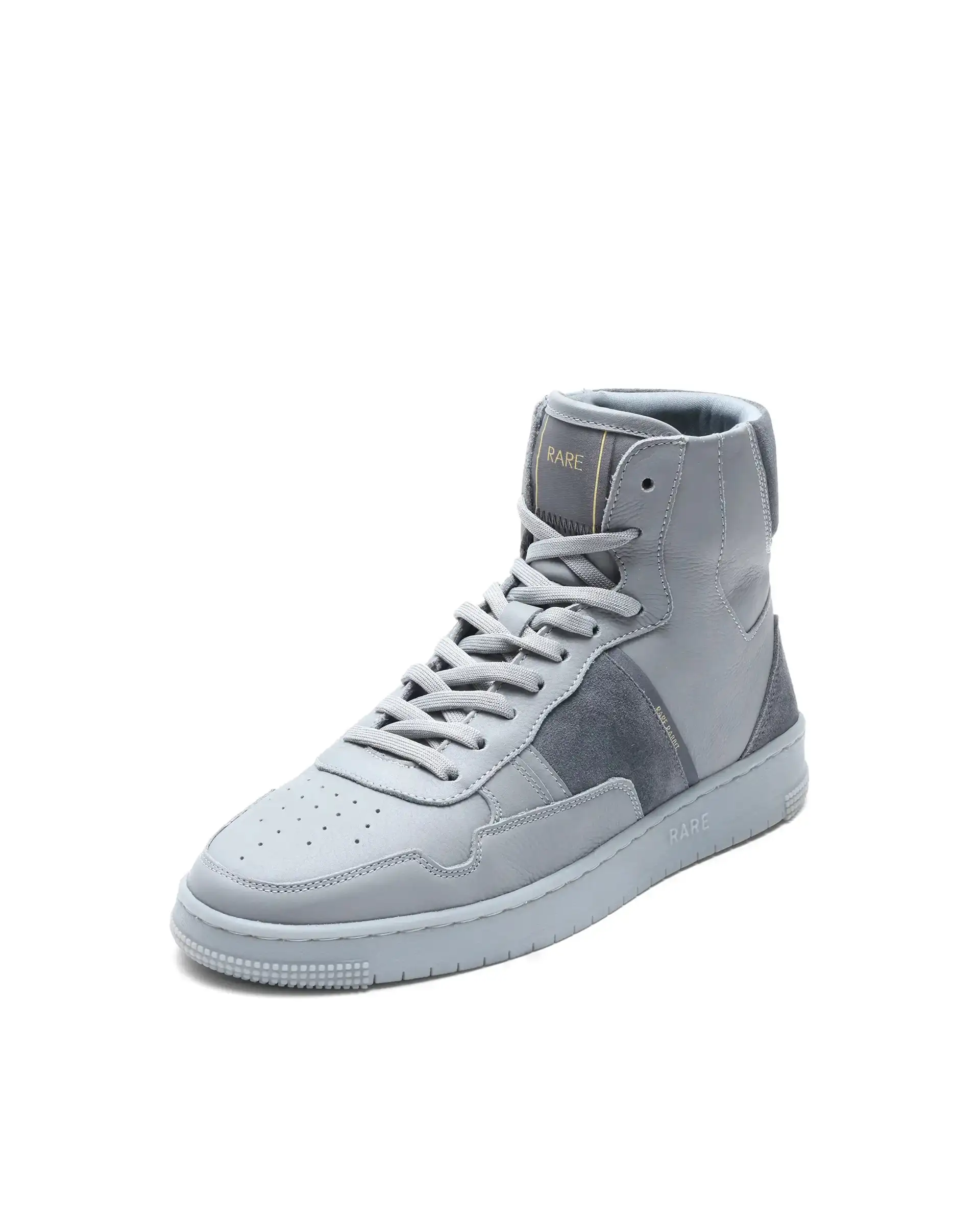 Rare Rabbit Men's Dist Grey Leather Lace-Up Closure High-Top Sneaker - Image 4
