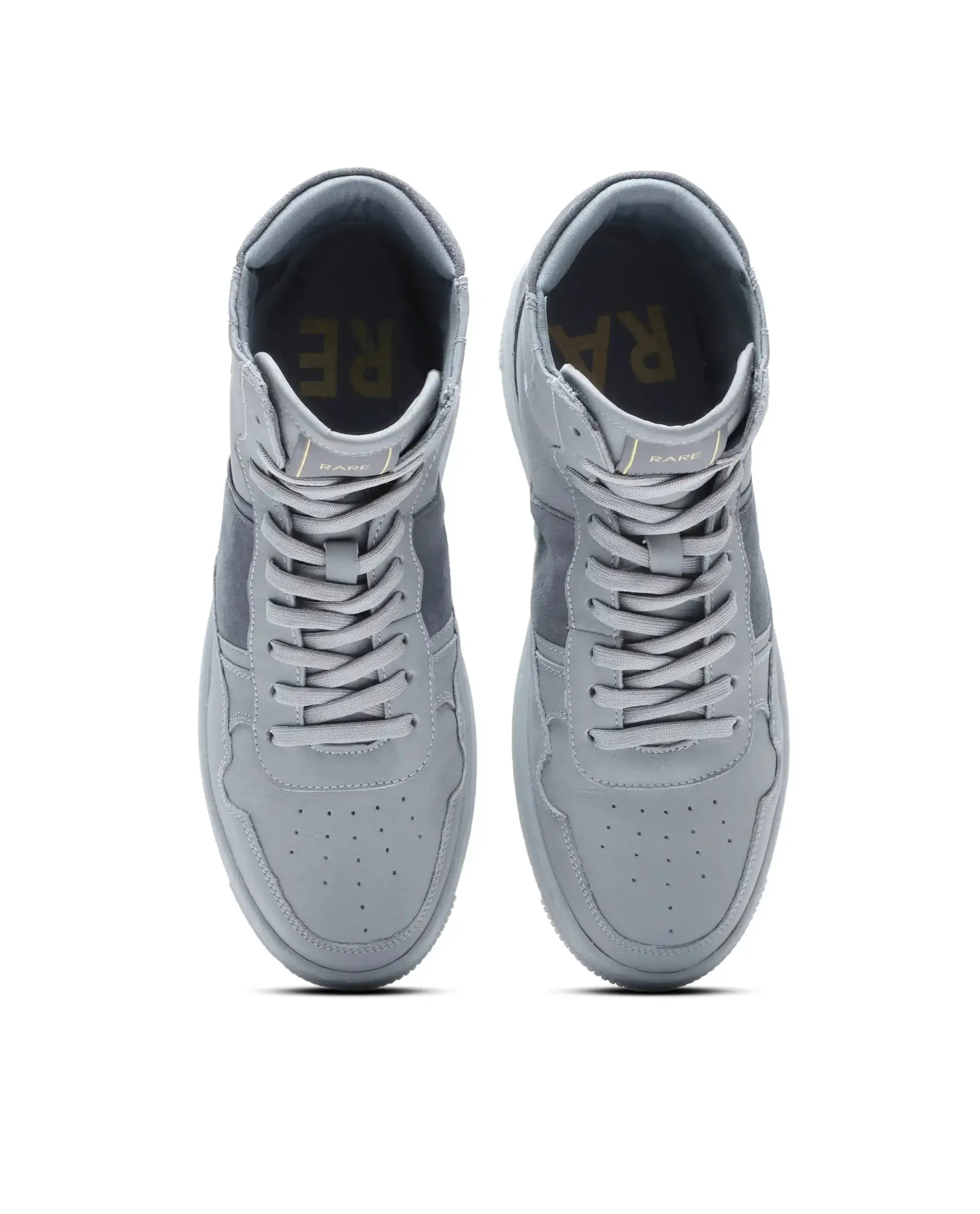 Rare Rabbit Men's Dist Grey Leather Lace-Up Closure High-Top Sneaker - Image 5