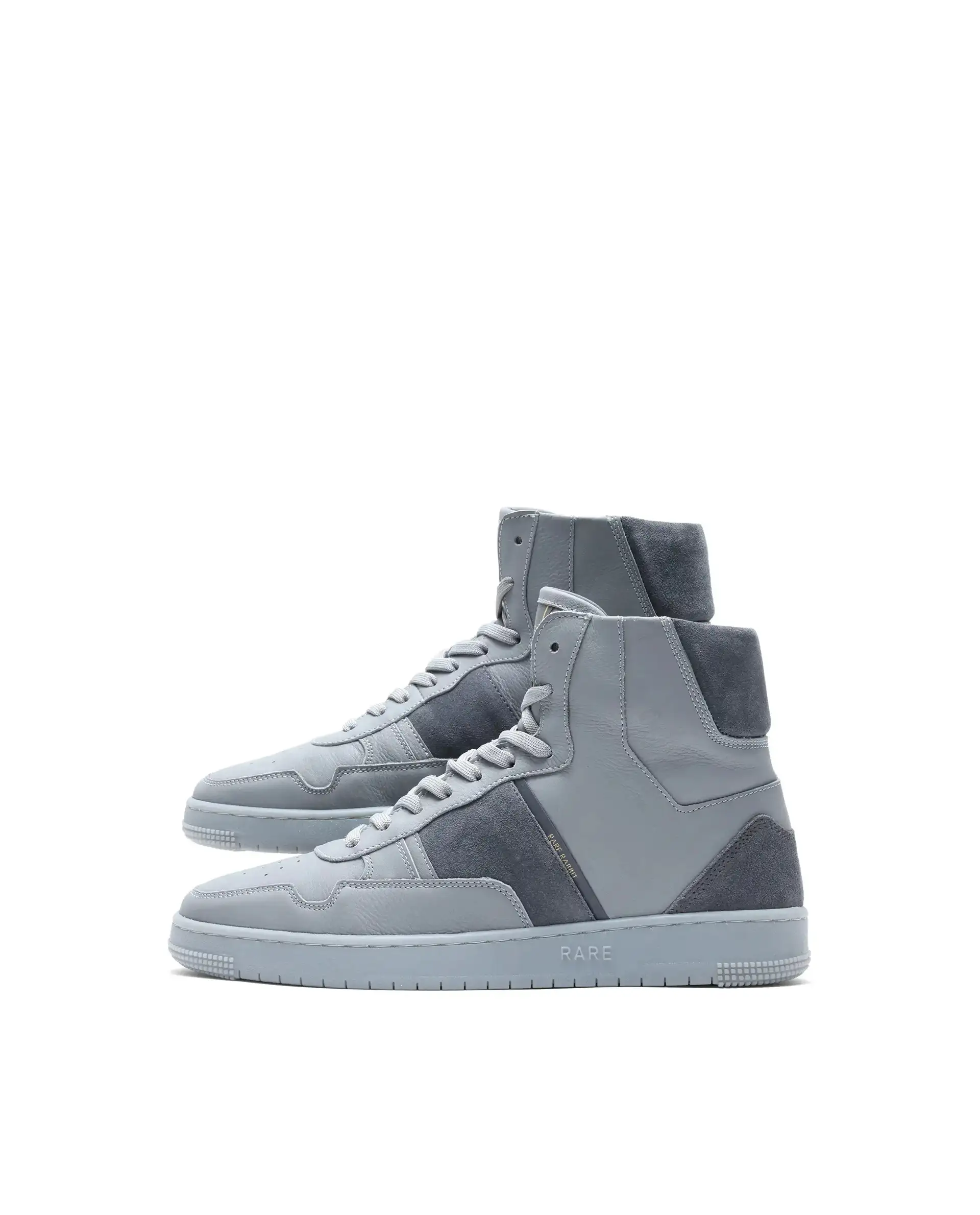 Rare Rabbit Men's Dist Grey Leather Lace-Up Closure High-Top Sneaker - Image 8