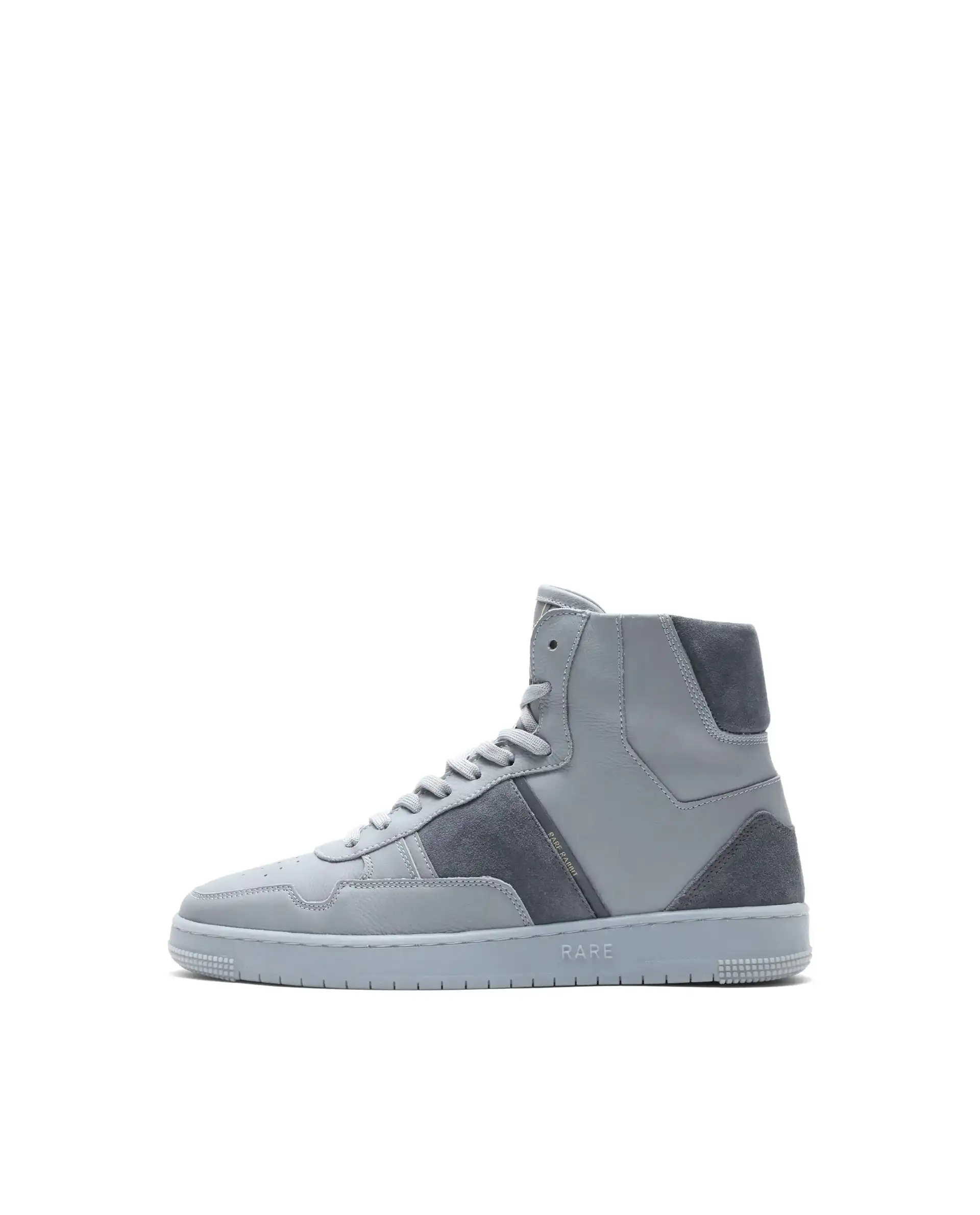 Rare Rabbit Men's Dist Grey Leather Lace-Up Closure High-Top Sneaker - Image 9