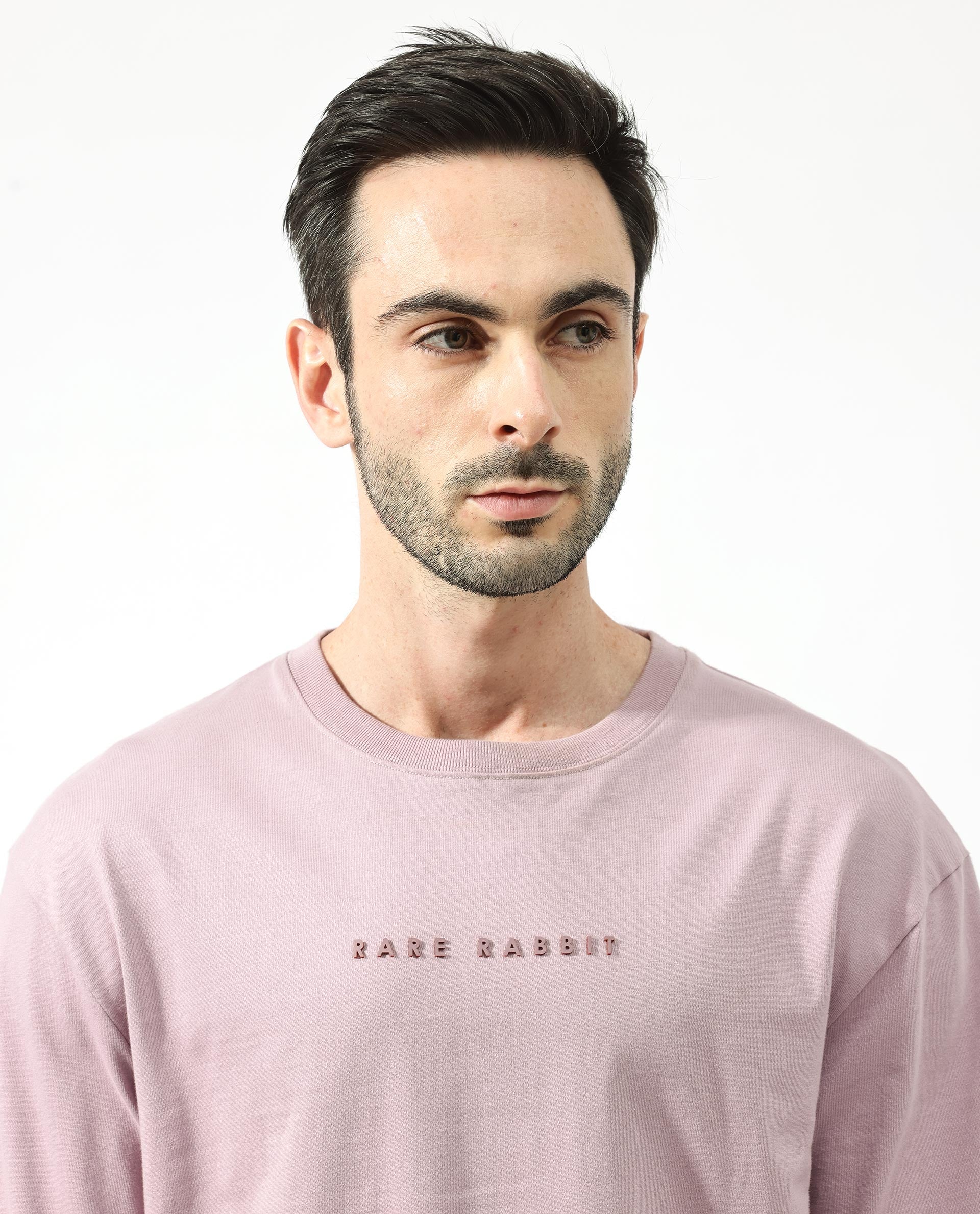 Rare Rabbit Articale Men's Dist Purple Crew Neck Short Sleeves Botanical Print Oversized T-Shirt - Image 6