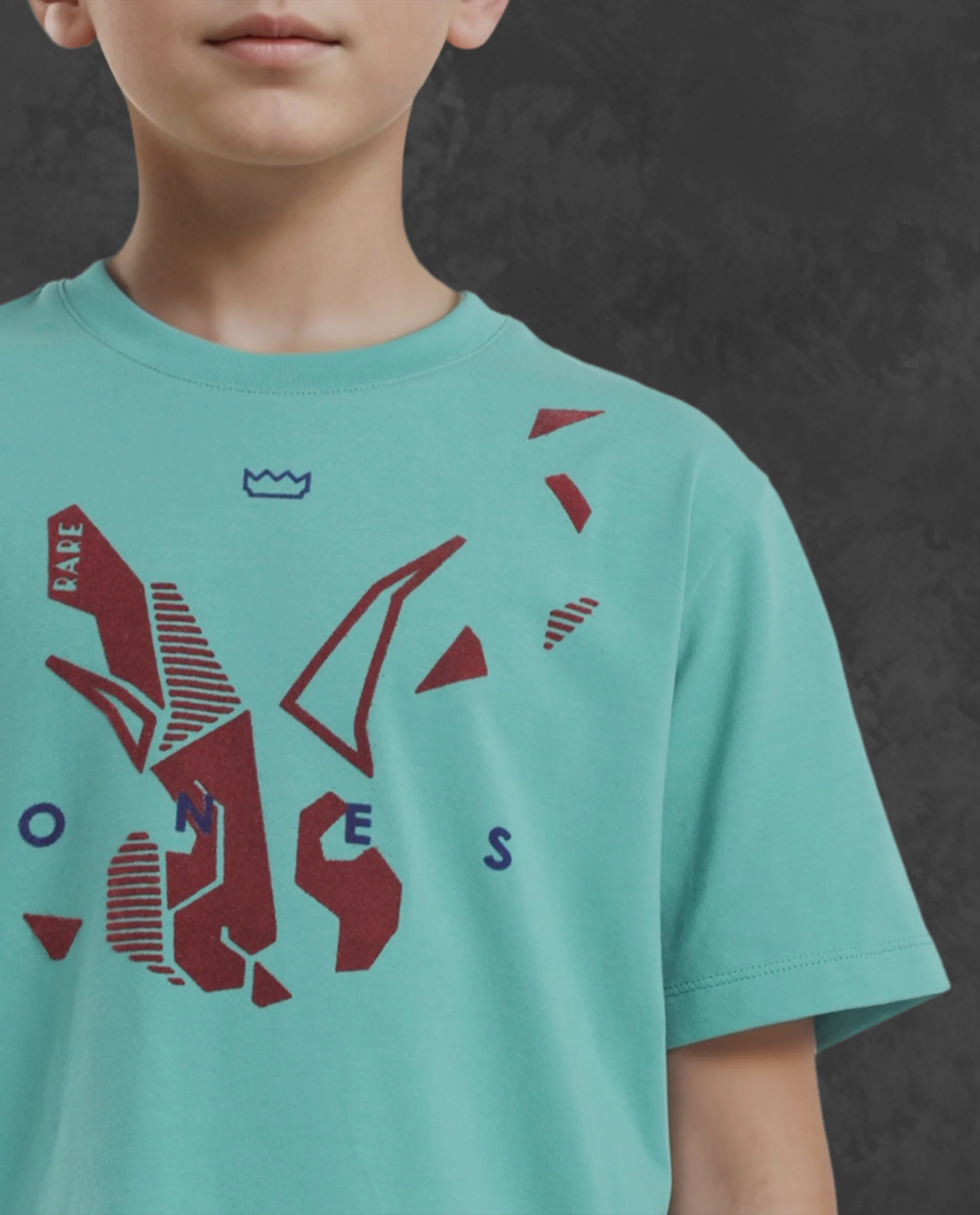 Rare Ones Kids Div Green Cotton Half Sleeves Crew Neck Regular Fit Graphic Print T-Shirt - Image 5