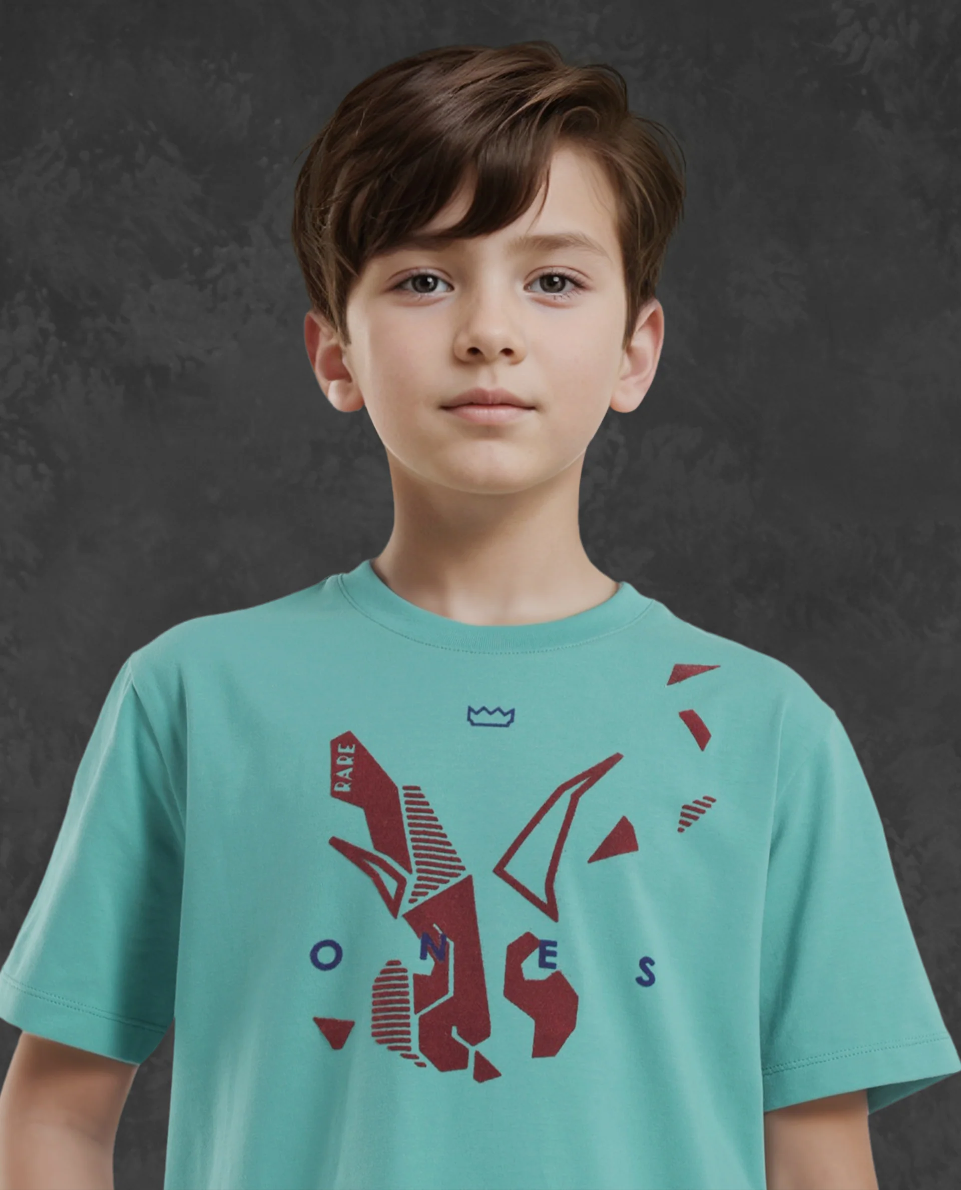 Rare Ones Kids Div Green Cotton Half Sleeves Crew Neck Regular Fit Graphic Print T-Shirt - Image 6