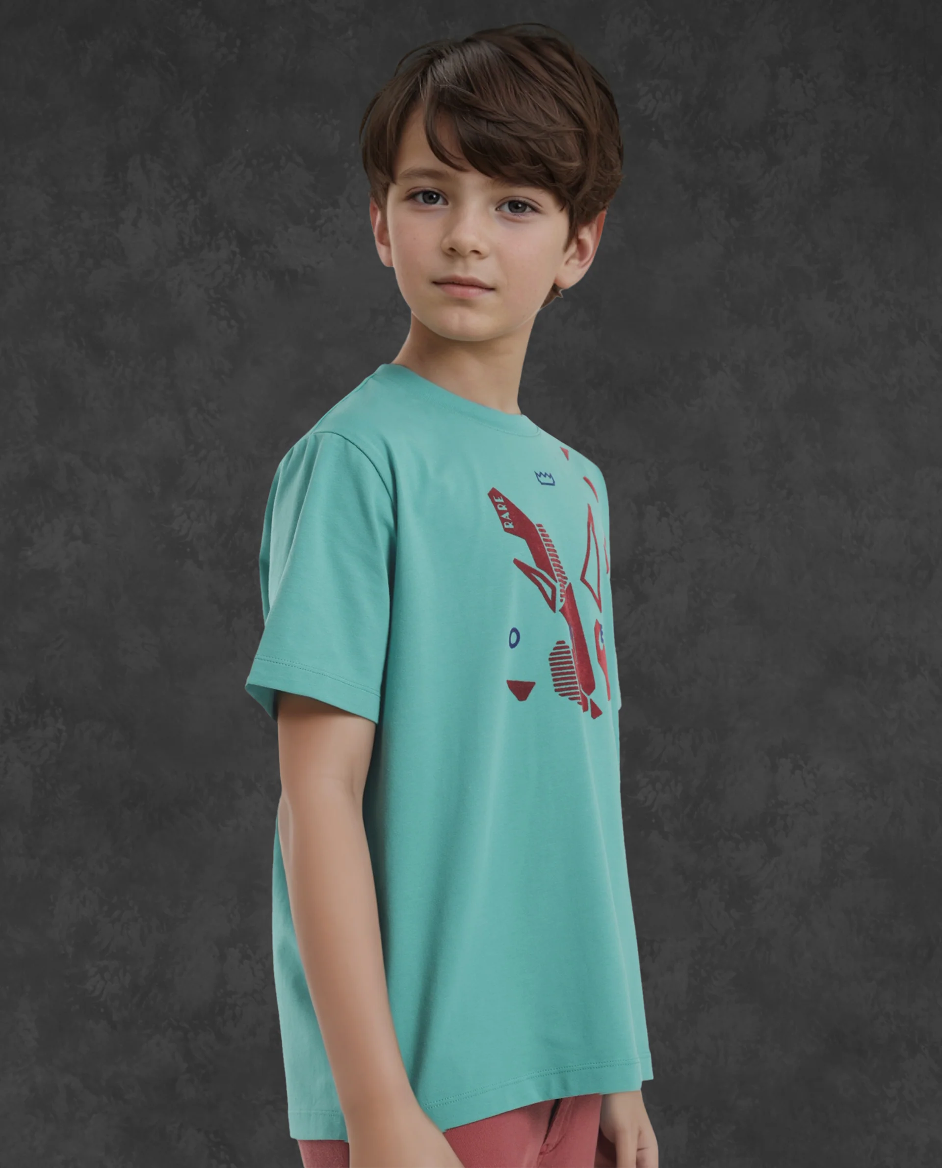 Rare Ones Kids Div Green Cotton Half Sleeves Crew Neck Regular Fit Graphic Print T-Shirt - Image 8
