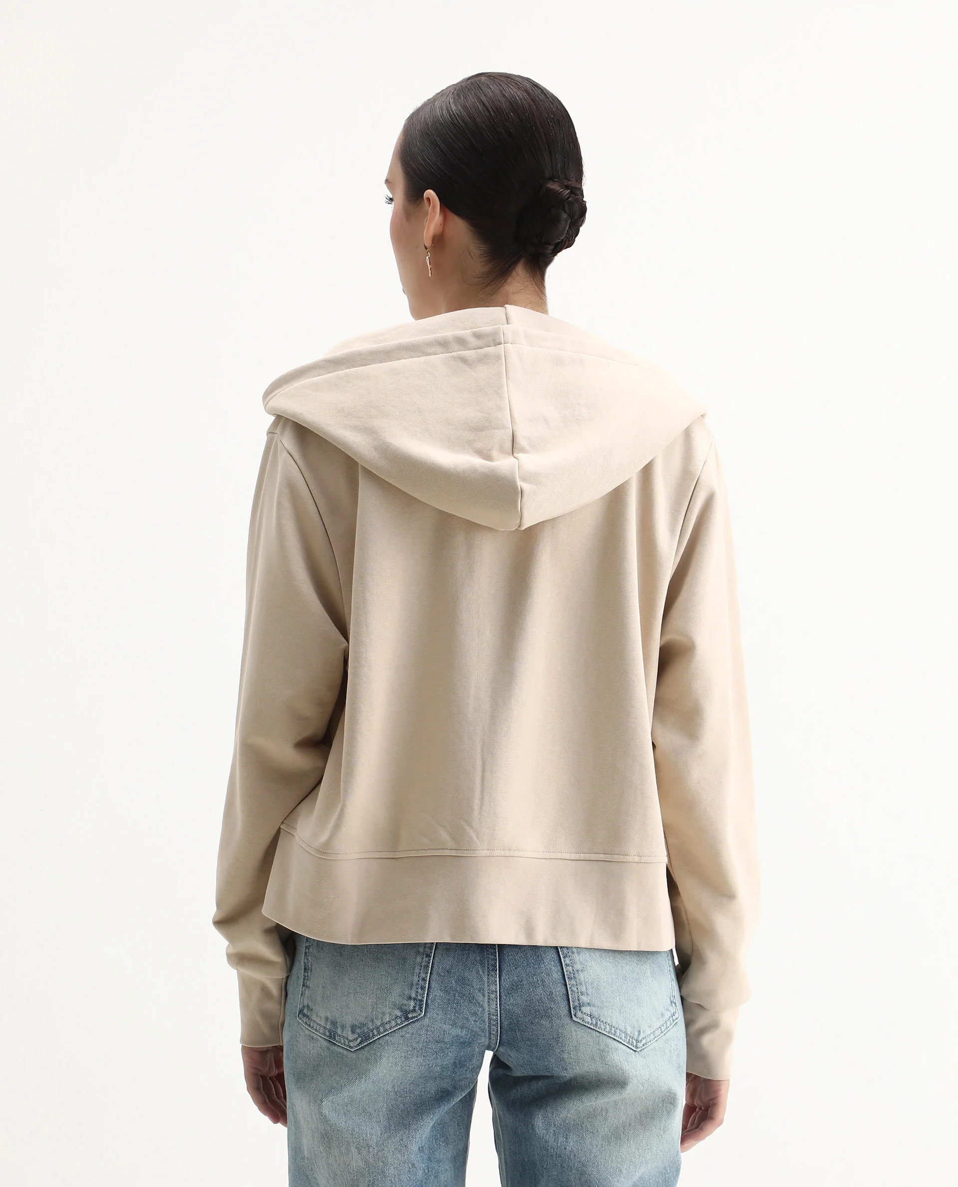 Rareism Women's Div Beige Cotton Blend Hooded Regular Fit Printed Sweatshirt - Image 7