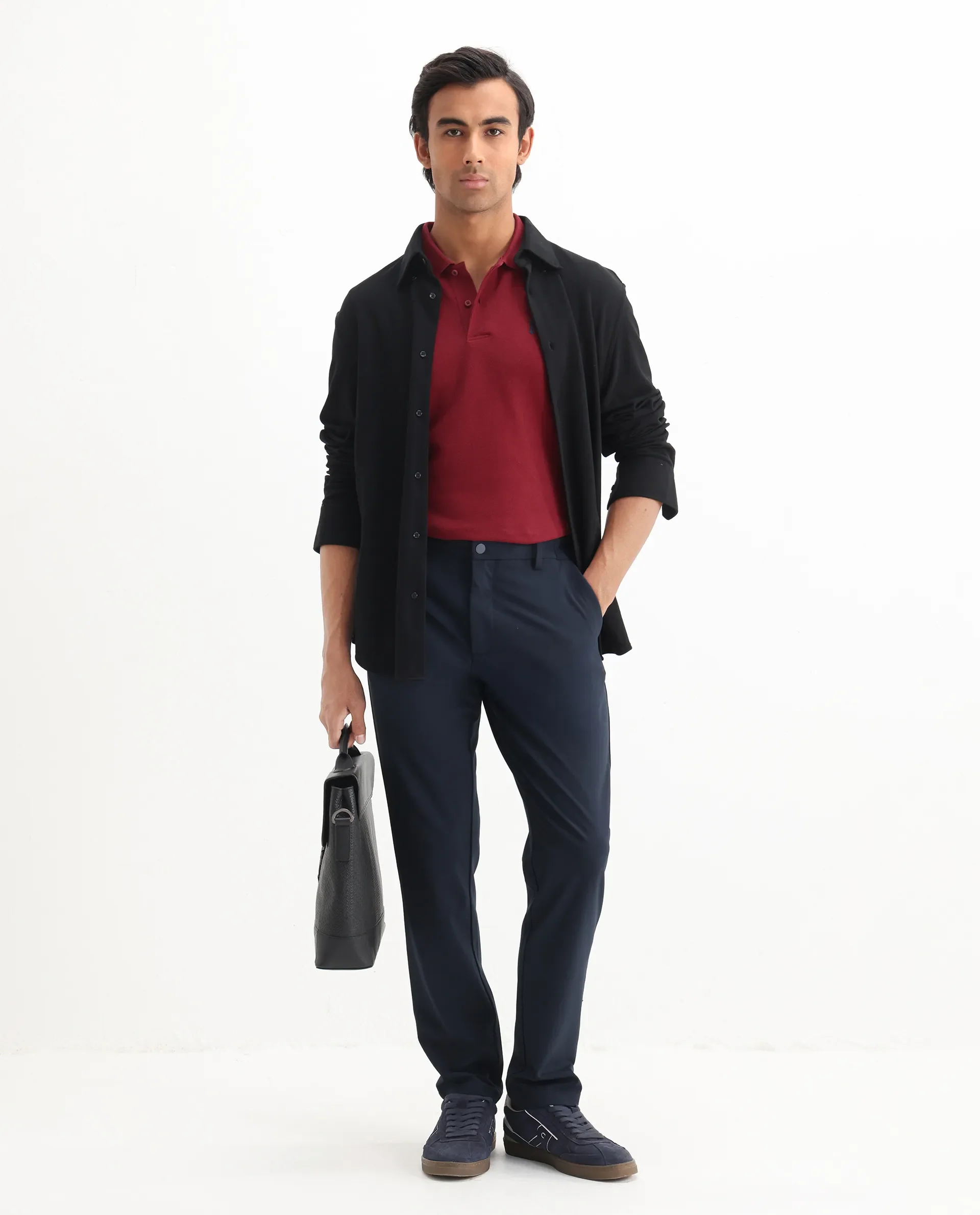 Rare Rabbit Men's Dive Red Cotton Plain Regular Fit Half Sleeve Polo - Image 2