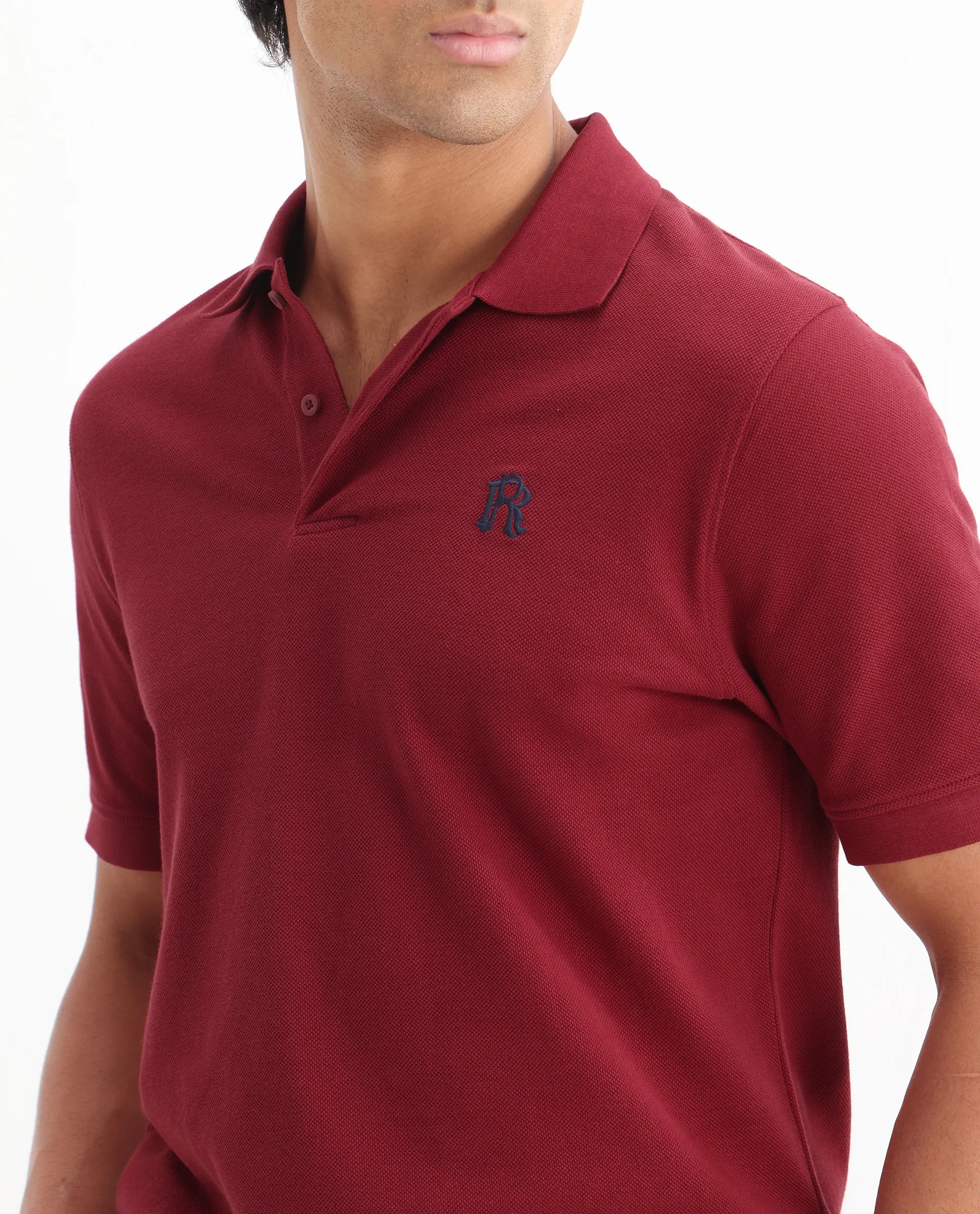 Rare Rabbit Men's Dive Red Cotton Plain Regular Fit Half Sleeve Polo - Image 4