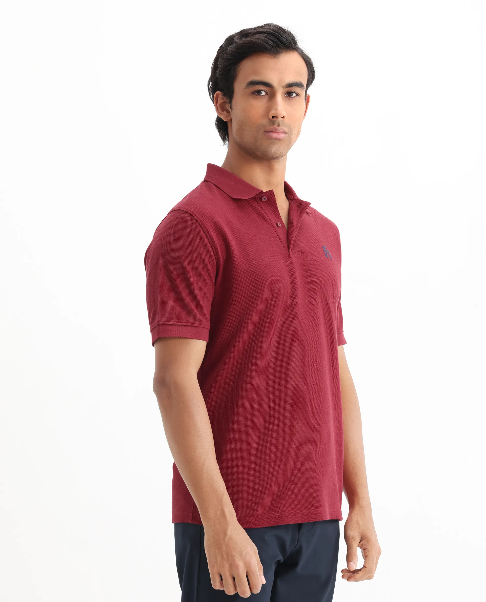 Rare Rabbit Men's Dive Red Cotton Plain Regular Fit Half Sleeve Polo - Image 7