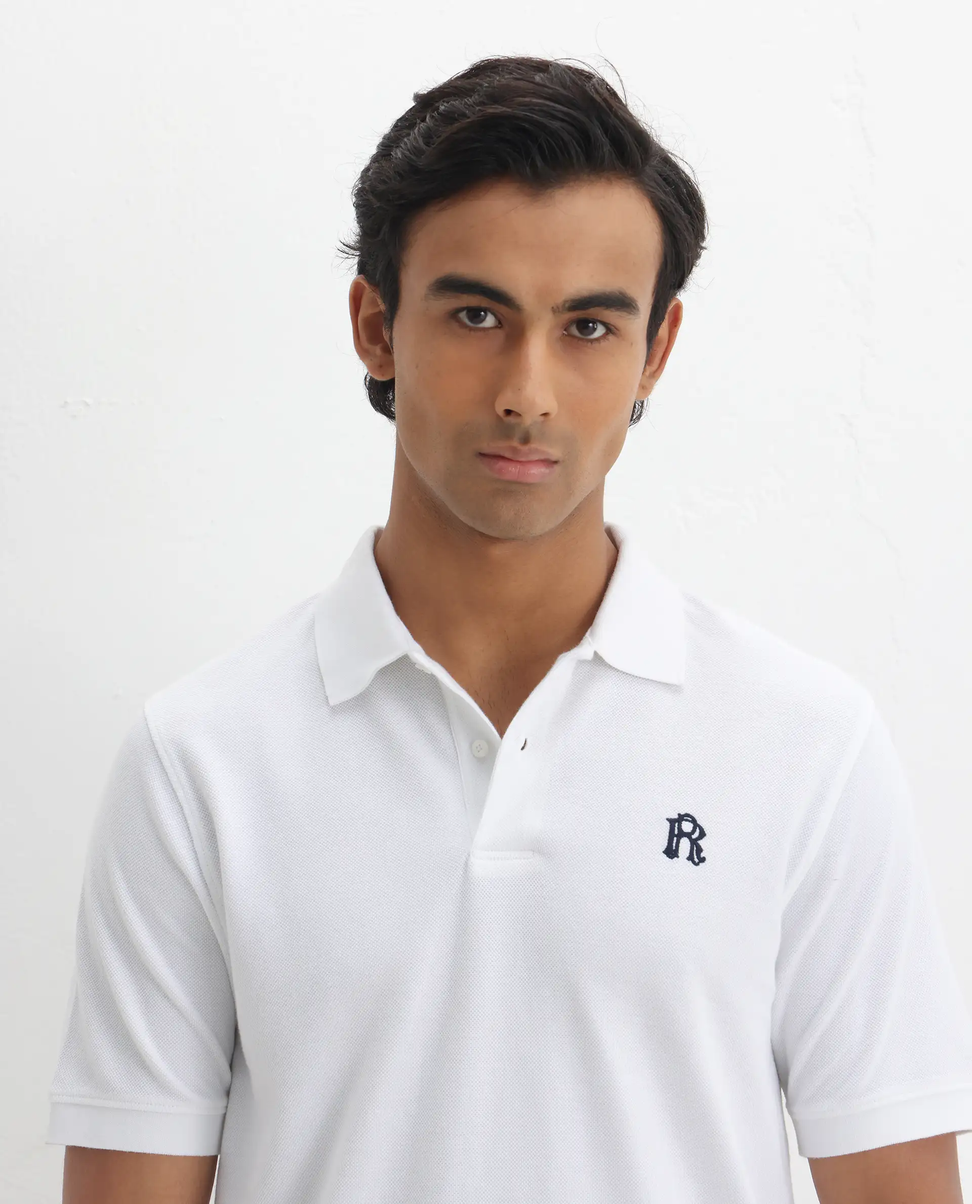 Rare Rabbit Men's Dive White Cotton Embroidered Regular Fit Half Sleeve Polo - Image 6