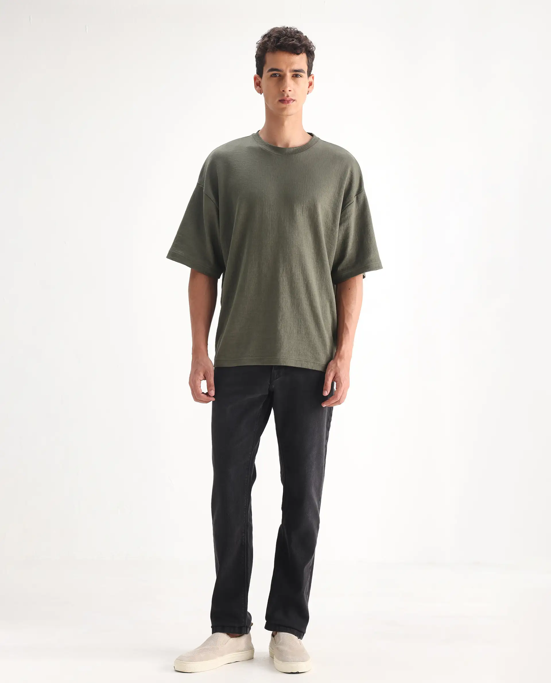 Rare Rabbit Men's Divi Grey Cotton Plain Hawk Slim Fit Jeans - Image 7