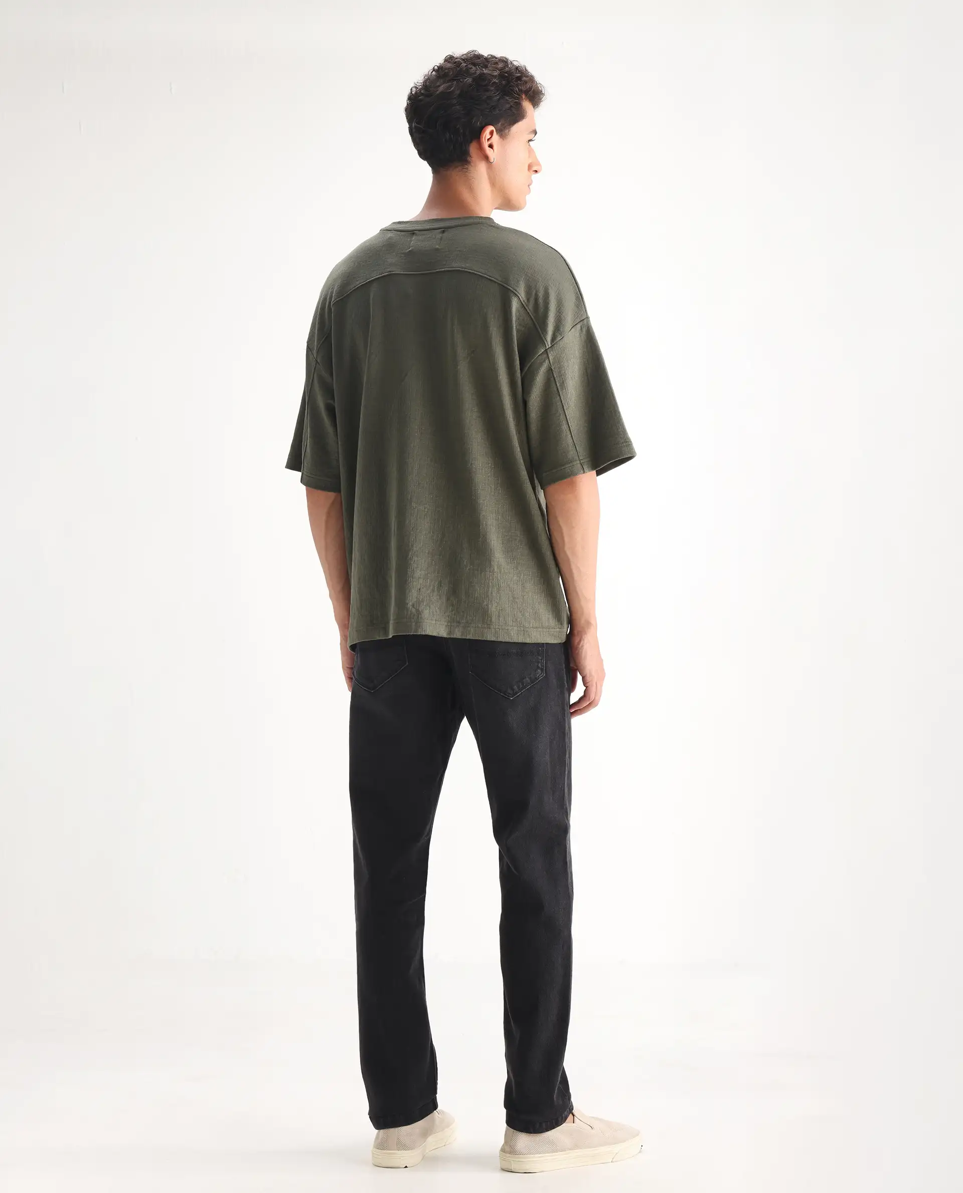 Rare Rabbit Men's Divi Grey Cotton Plain Hawk Slim Fit Jeans - Image 8