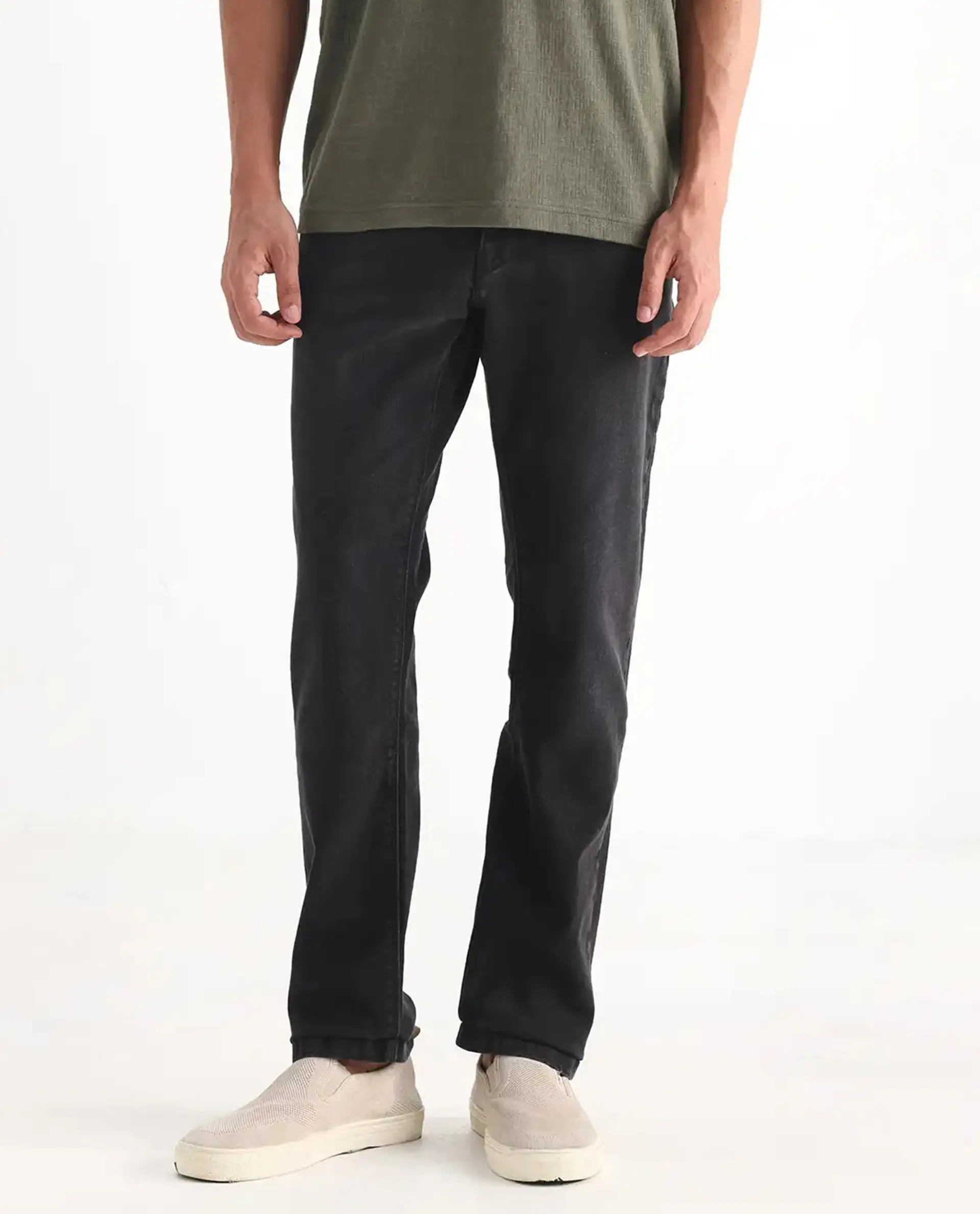 Rare Rabbit Men's Divi Grey Cotton Plain Hawk Slim Fit Jeans - Image 9