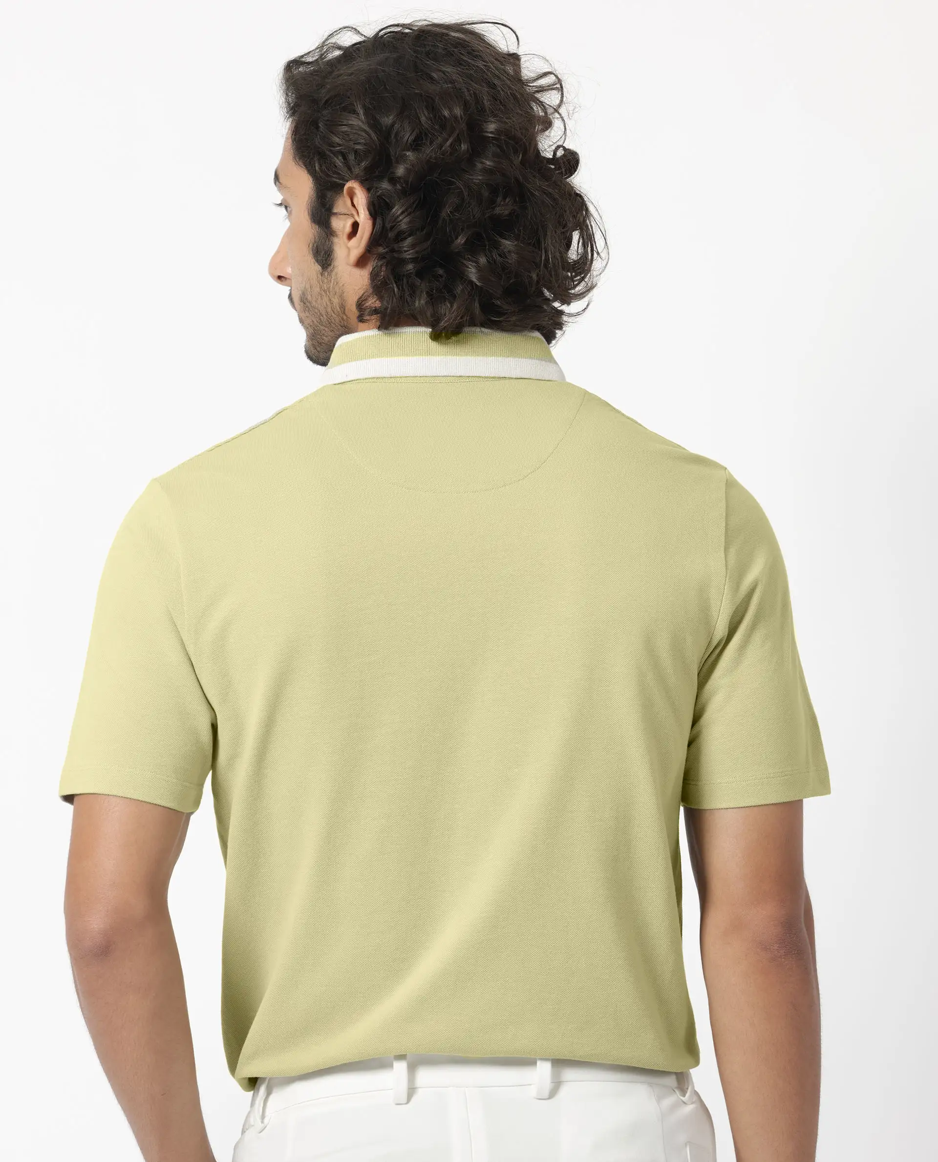 Rare Rabbit Men's Divide Dusky Green Cotton Plain Regular Fit Half Sleeve Polo - Image 5