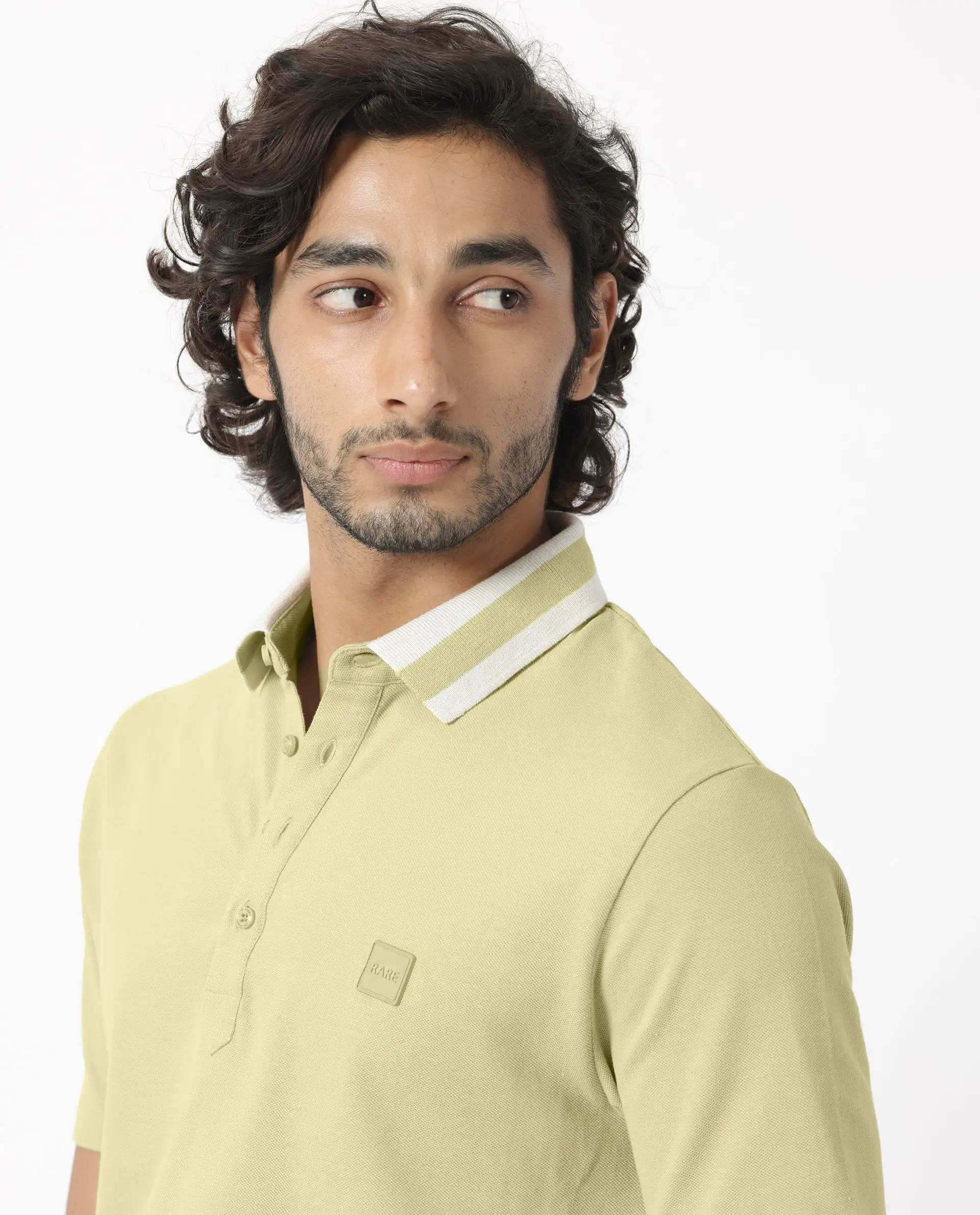 Rare Rabbit Men's Divide Dusky Green Cotton Plain Regular Fit Half Sleeve Polo - Image 6