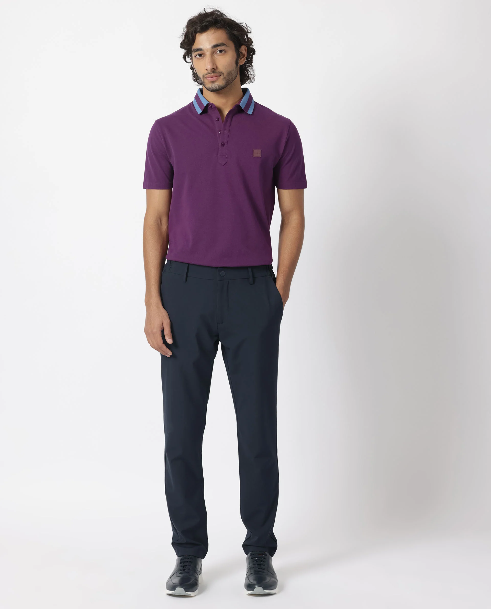 Rare Rabbit Men's Divide Dark Maroon Cotton Plain Regular Fit Half Sleeve Polo - Image 5