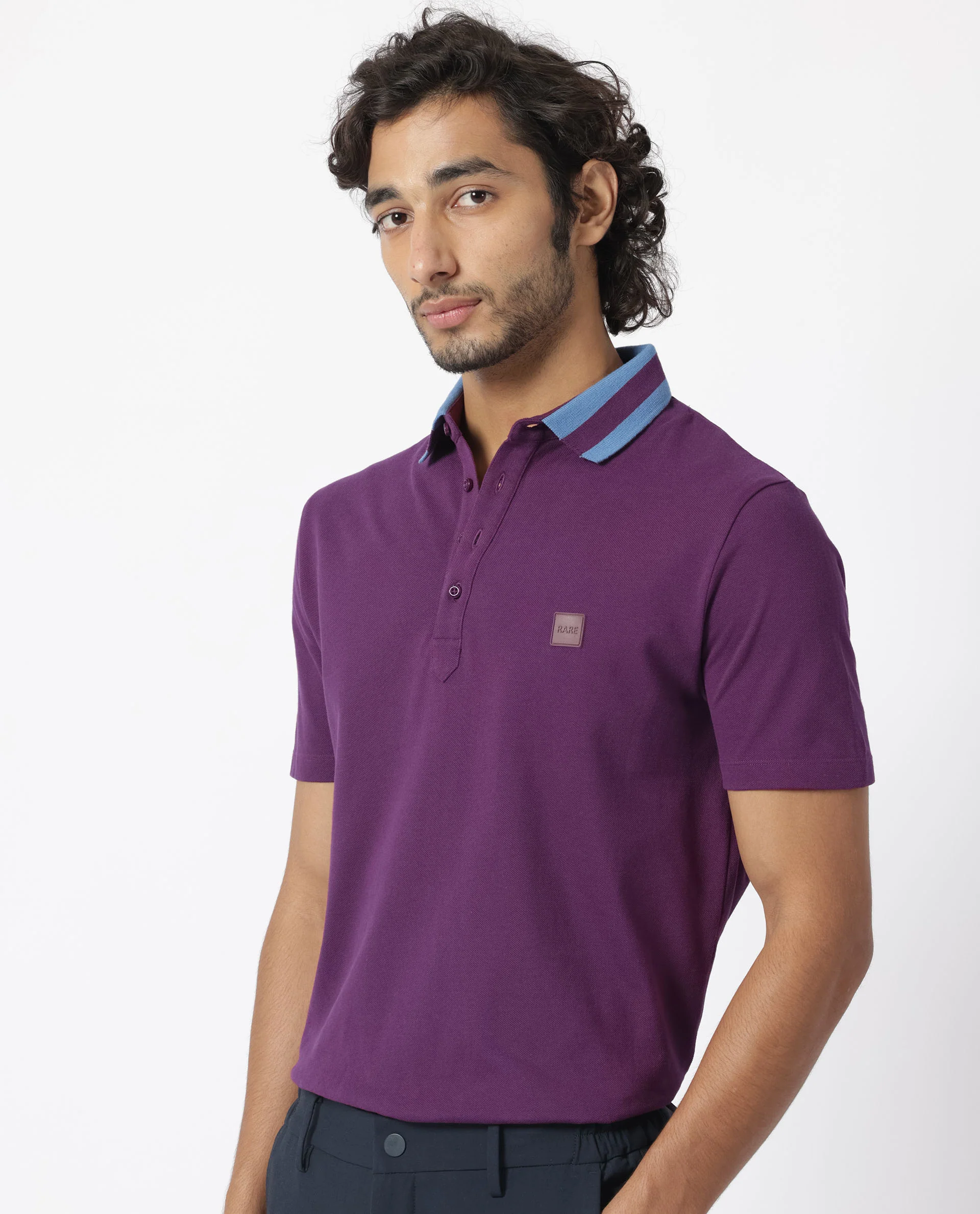 Rare Rabbit Men's Divide Dark Maroon Cotton Plain Regular Fit Half Sleeve Polo - Image 6