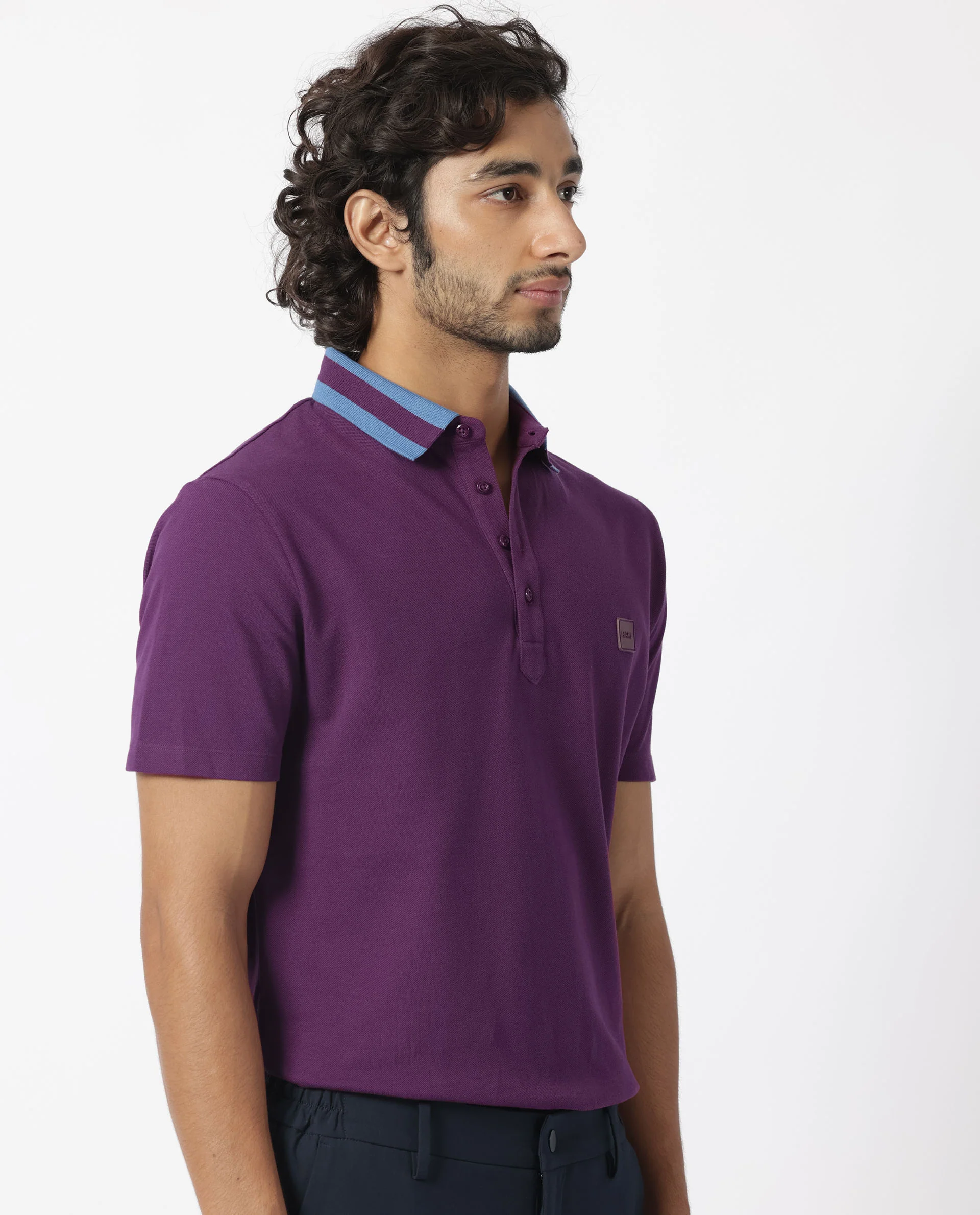 Rare Rabbit Men's Divide Dark Maroon Cotton Plain Regular Fit Half Sleeve Polo - Image 7