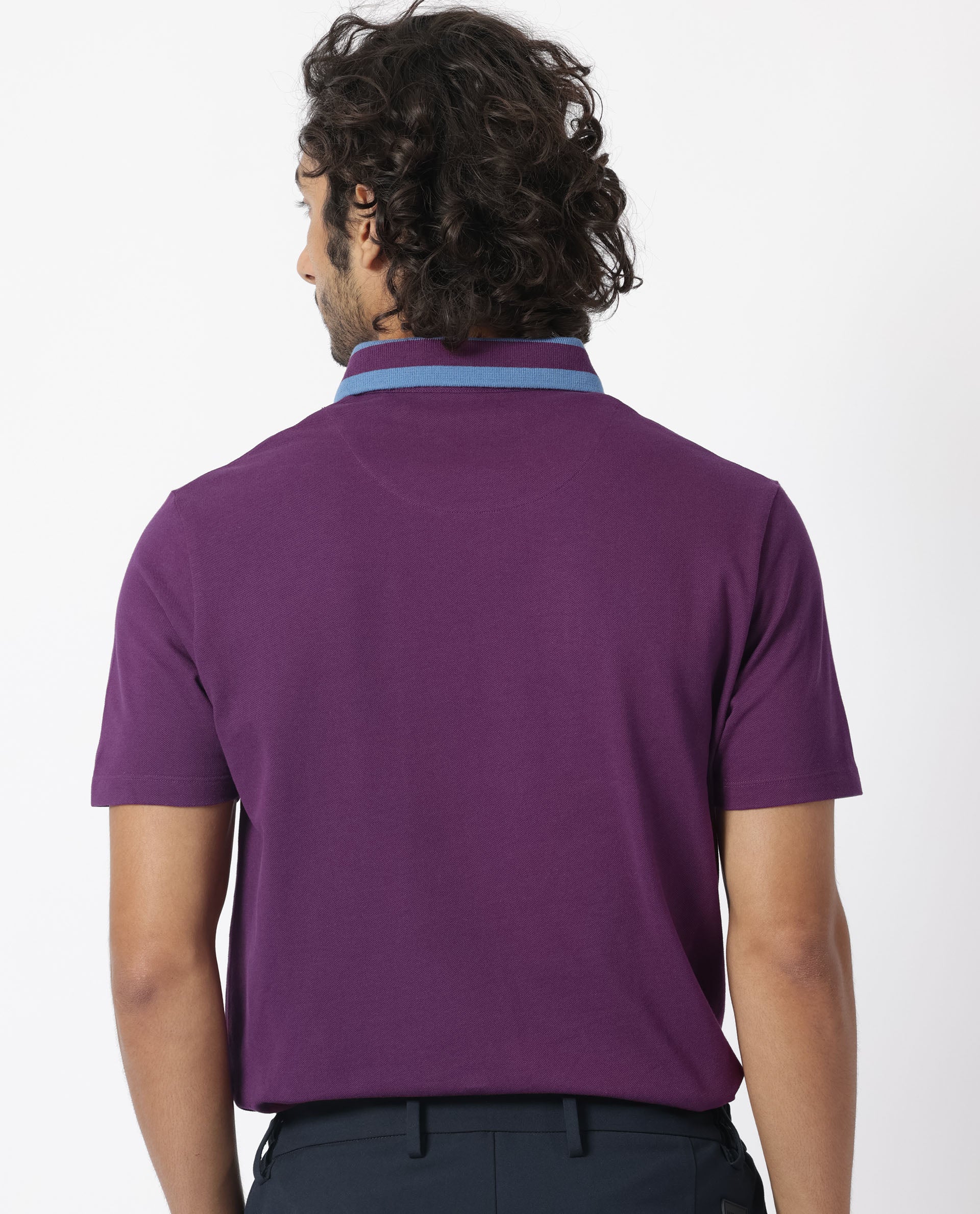 Rare Rabbit Men's Divide Dark Maroon Cotton Plain Regular Fit Half Sleeve Polo - Image 8