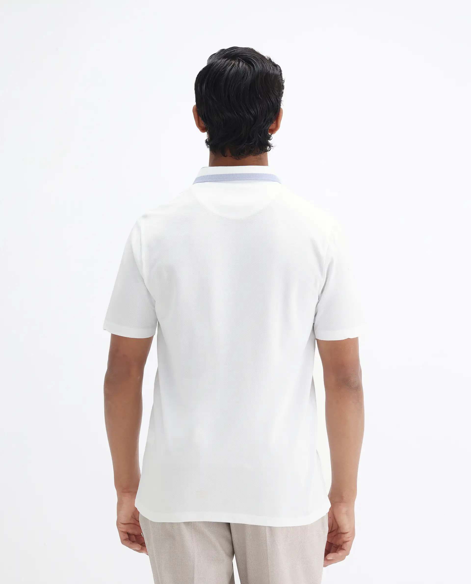Rare Rabbit Men's Divide White Cotton Plain Regular Fit Half Sleeve Polo - Image 8