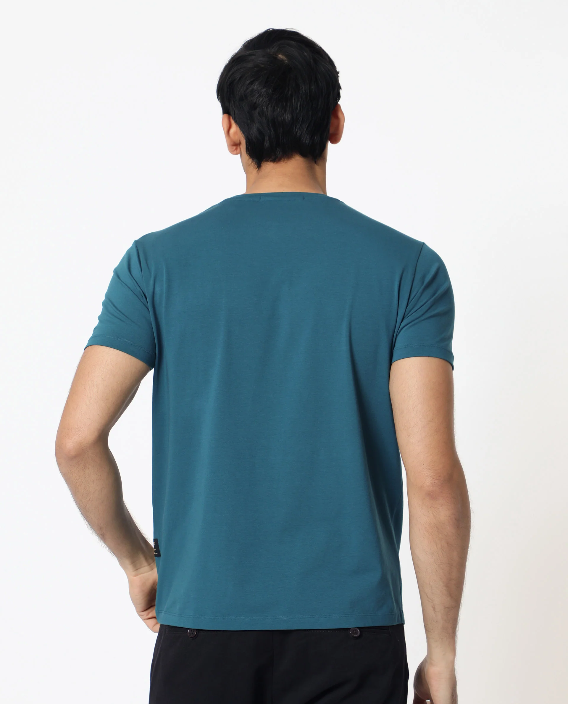 Rare Rabbit Men's Dixie Blue Cotton Graphic Print Slim Fit Half Sleeve Crew Neck T-Shirt - Image 12