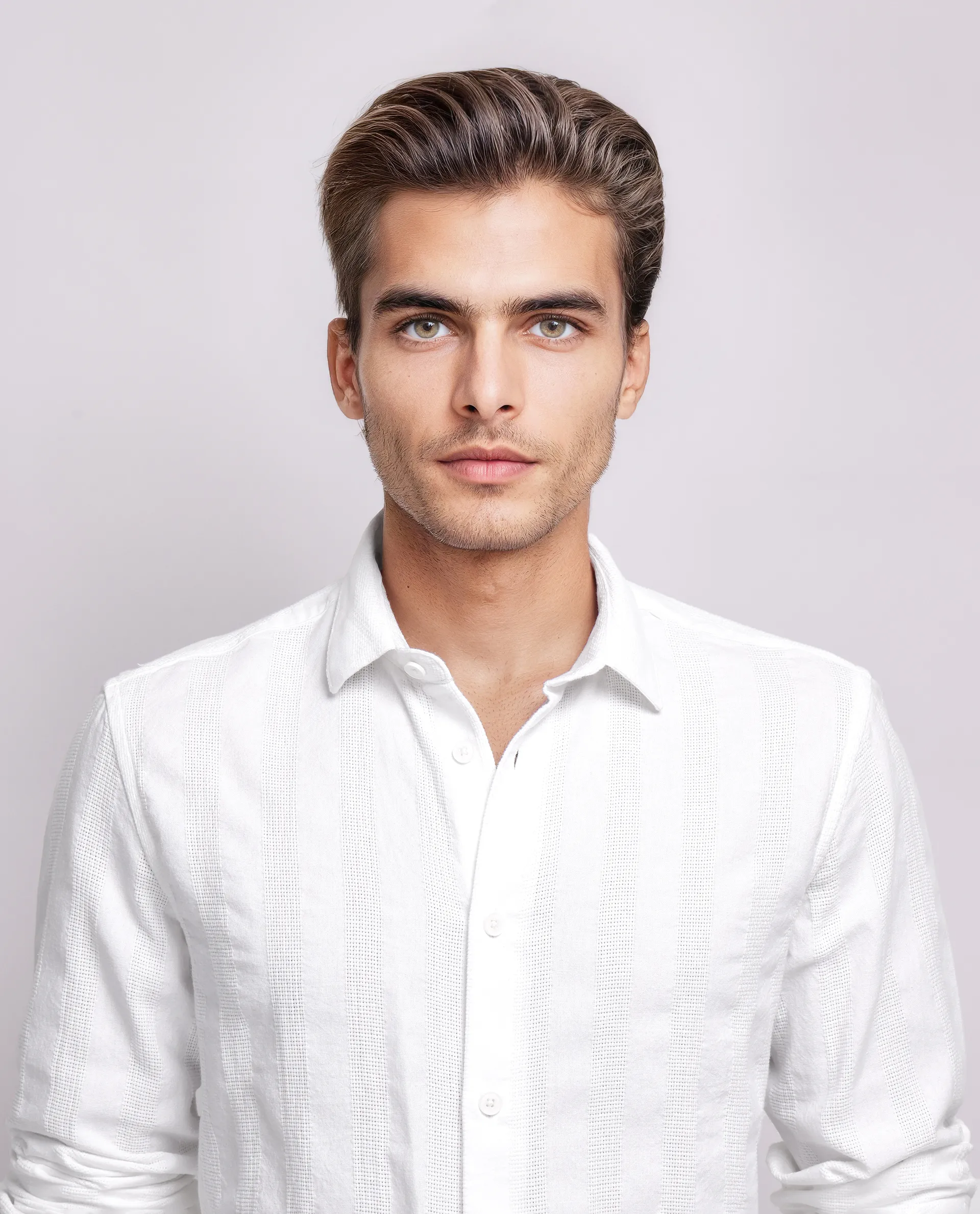 Rare Rabbit Men's Dobbiz White Cotton Striped Print Regular Fit Full Sleeve Collared Shirt - Image 7