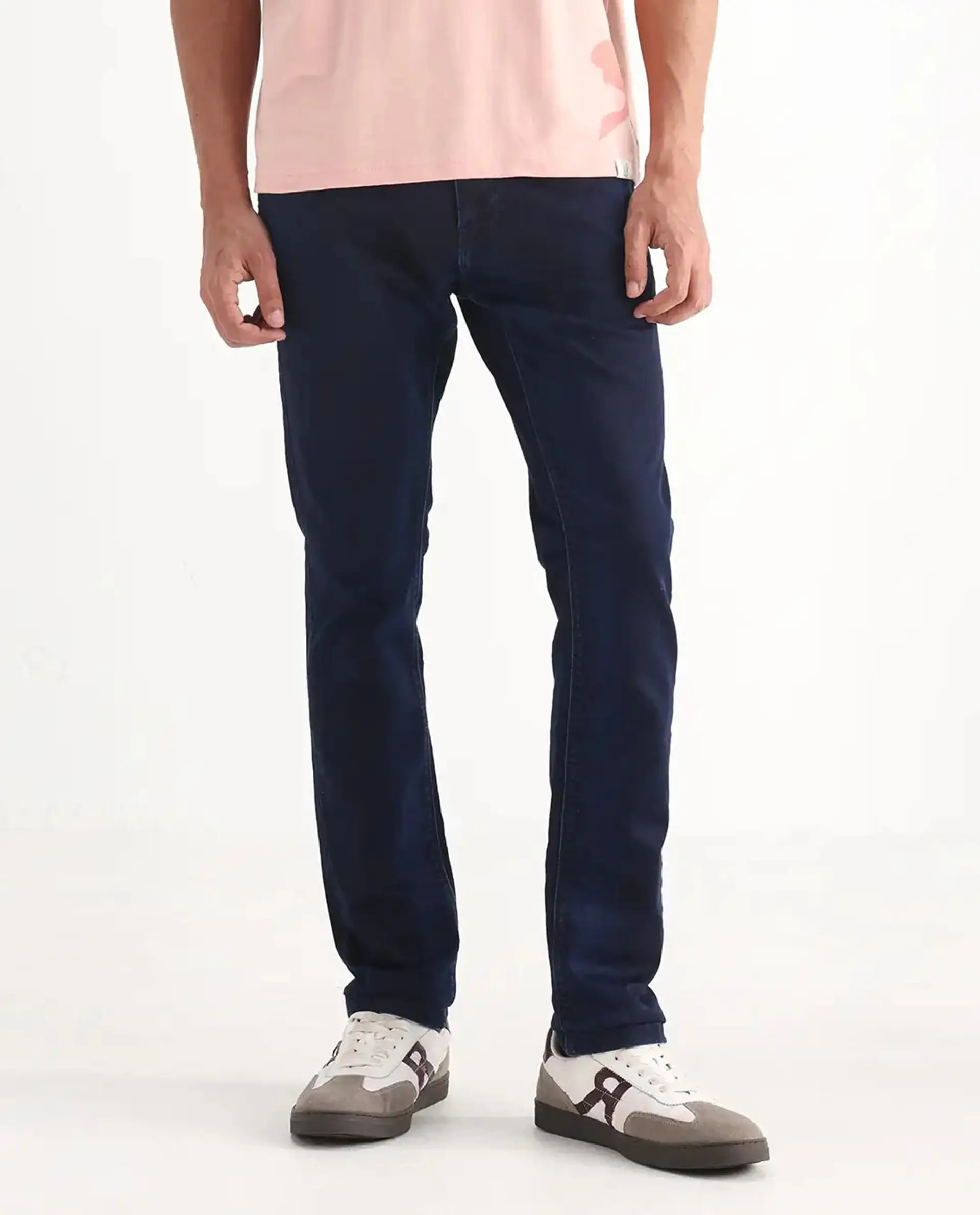 Rare Rabbit Men's Dobe Dark Blue Cotton Plain Hawk Slim Fit Jeans - Image 10