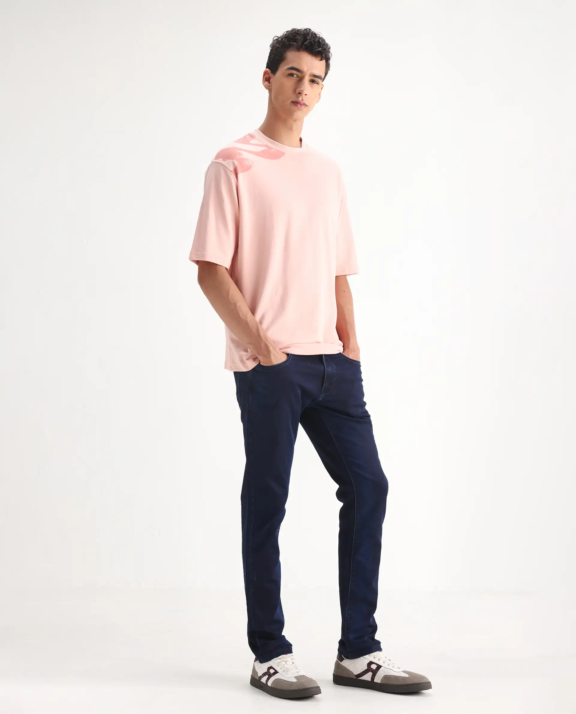 Rare Rabbit Men's Dobe Dark Blue Cotton Plain Hawk Slim Fit Jeans - Image 7