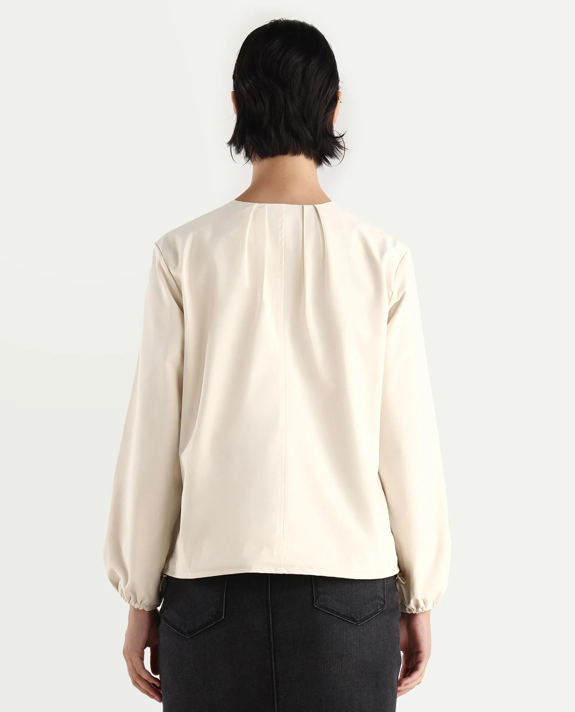 Rareism Women's Dockly Beige Crew Neck Plain Regular Fit Jacket - Image 8