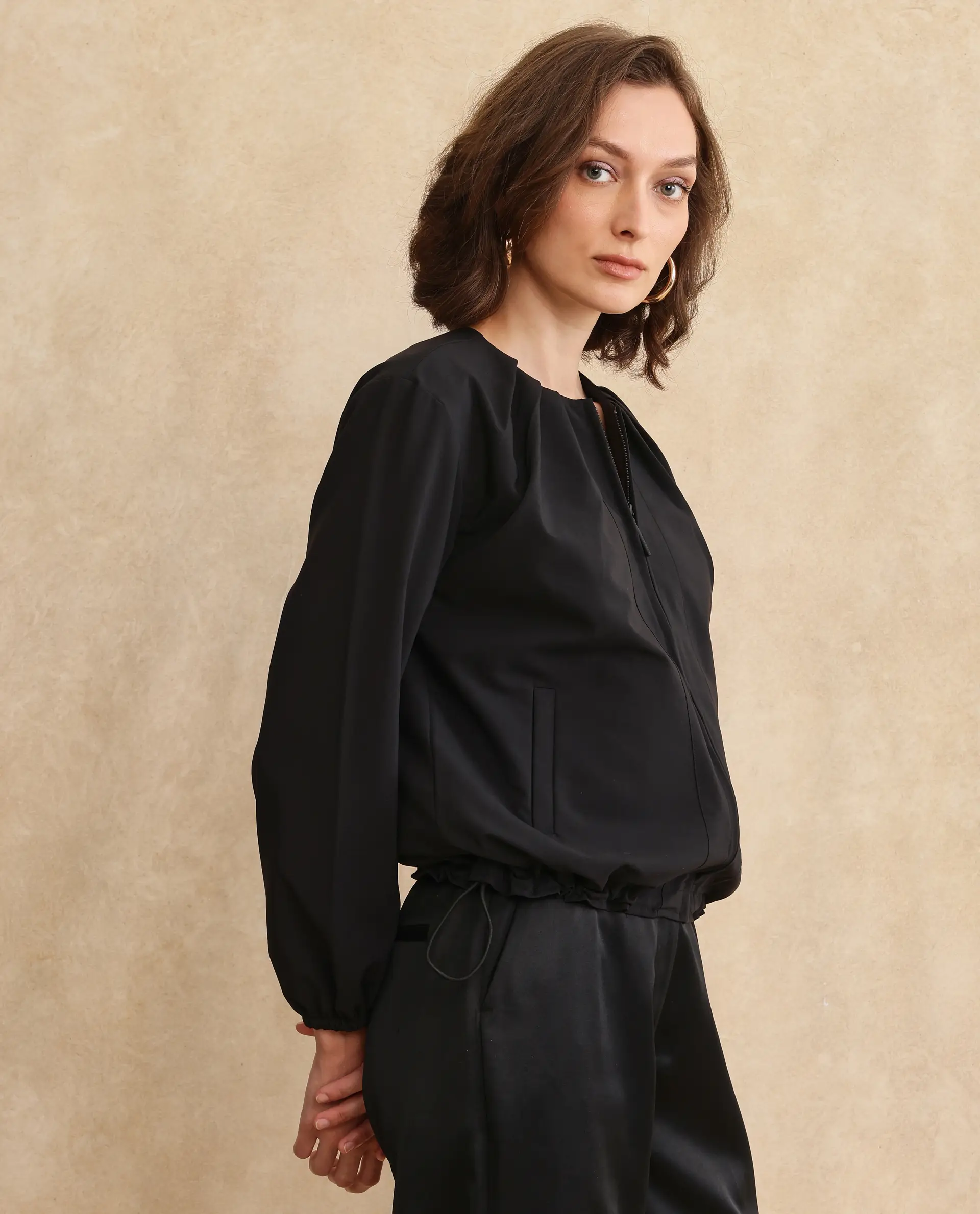 Rareism Women's Dockly Black Crew Neck Plain Regular Fit Jacket - Image 5