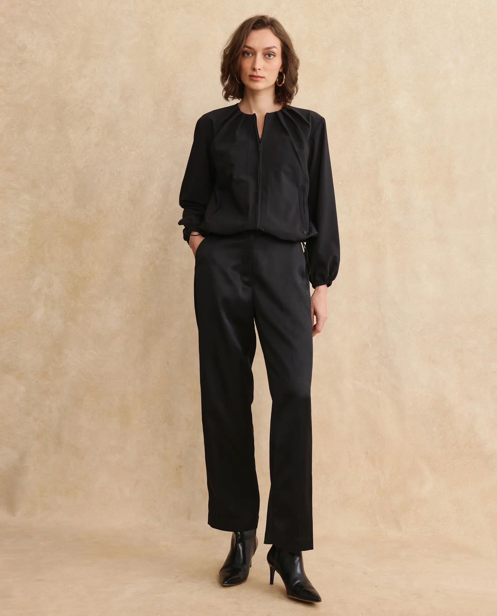 Rareism Women's Dockly Black Crew Neck Plain Regular Fit Jacket - Image 7