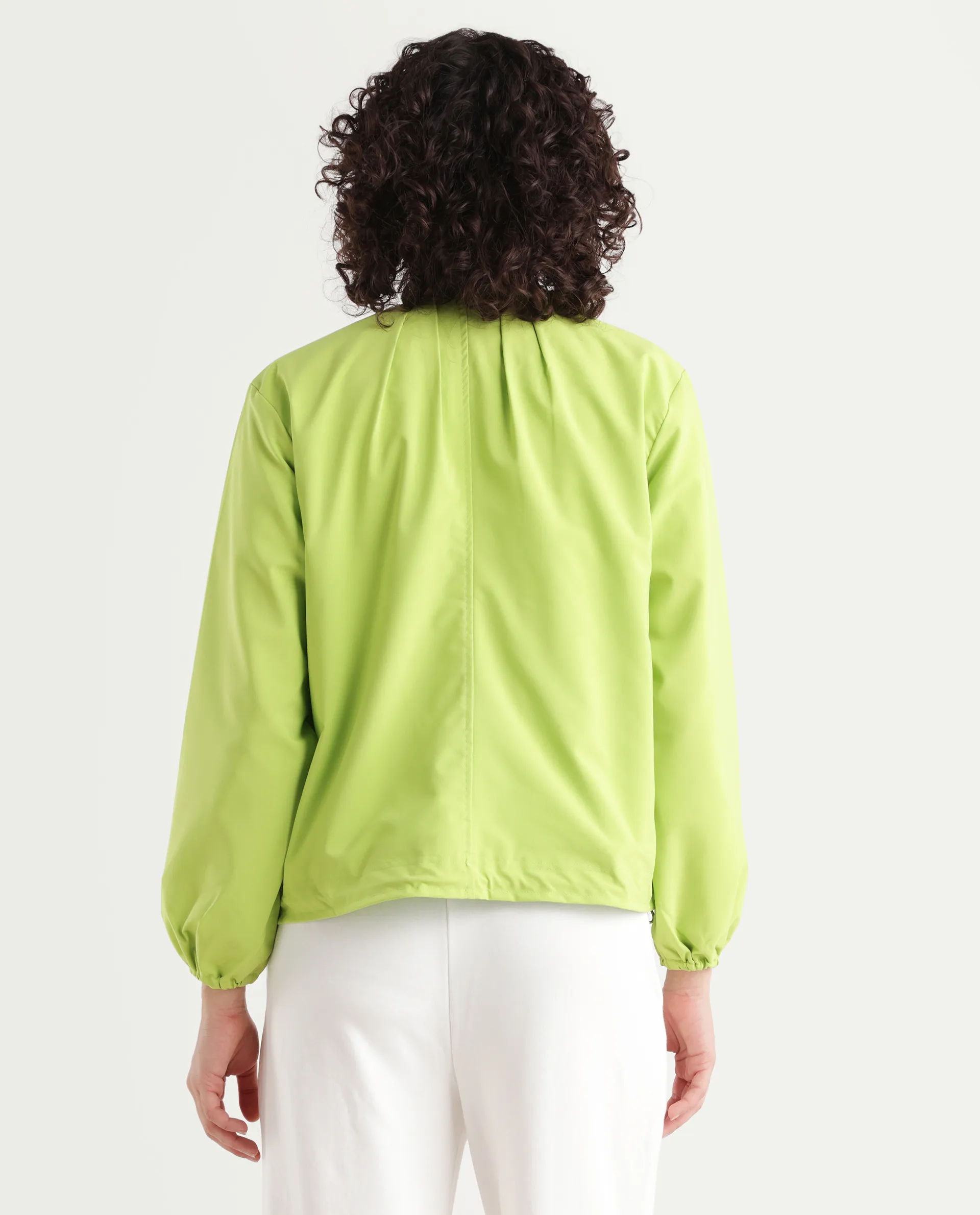 Rareism Women's Dockly Green Round Neck Plain Regular Fit Jacket - Image 7