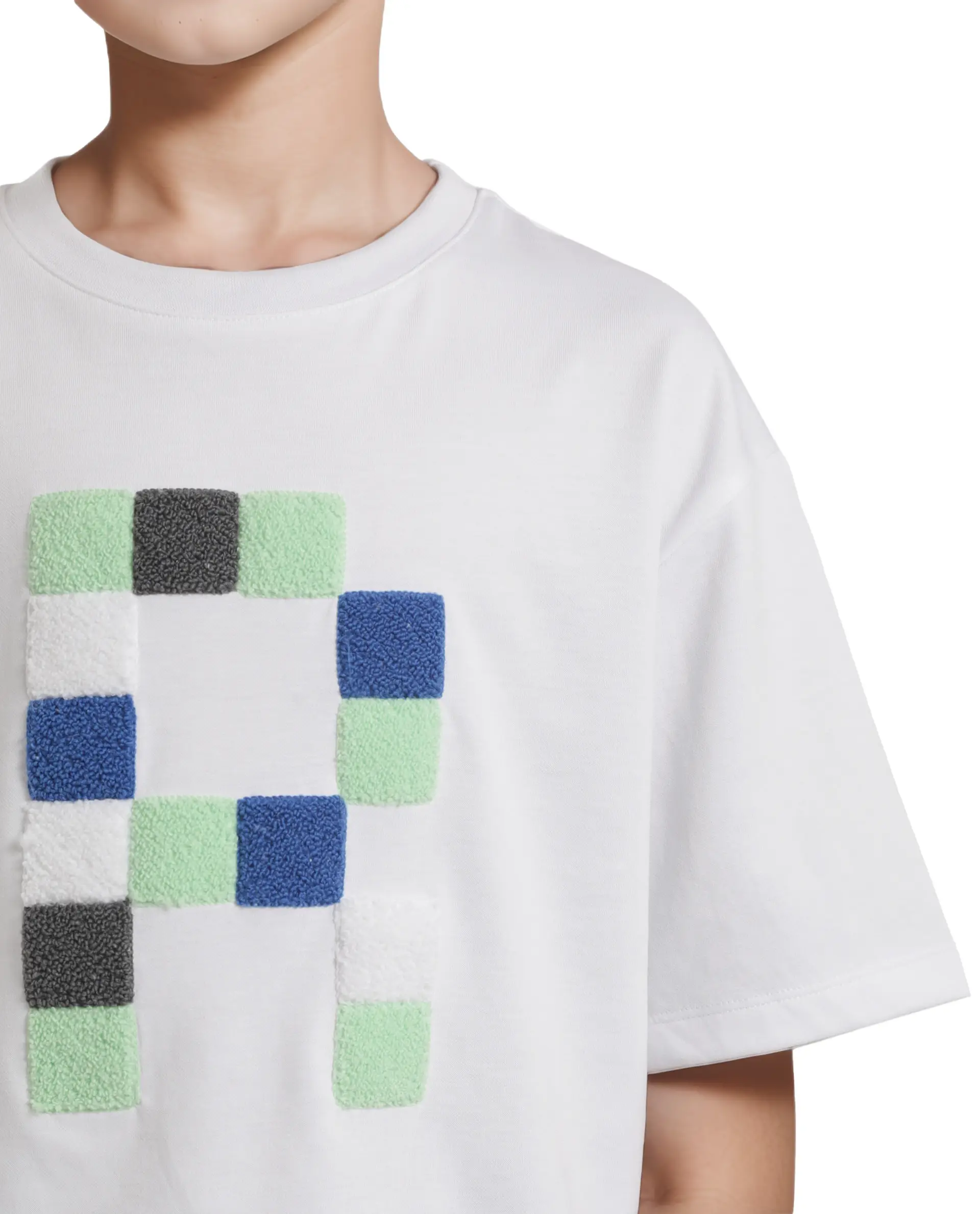 Rare Ones Kids Doe White Cotton Full Sleeves Crew Neck Towel Embroidery Print Oversized Fit T-Shirt - Image 4