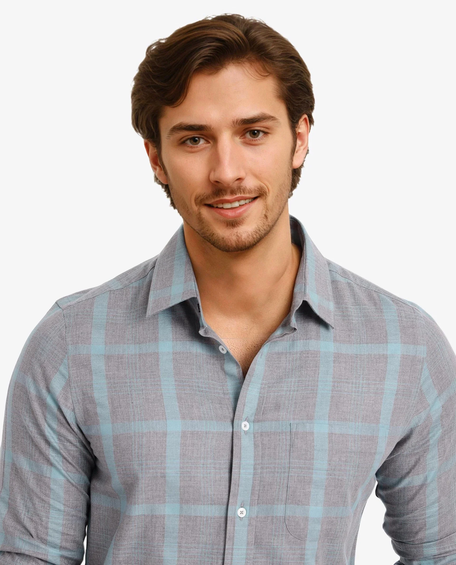 Rare Rabbit Men's Dofy Grey Cotton Checked Print Regular Fit Full Sleeve Collared Shirt - Image 10