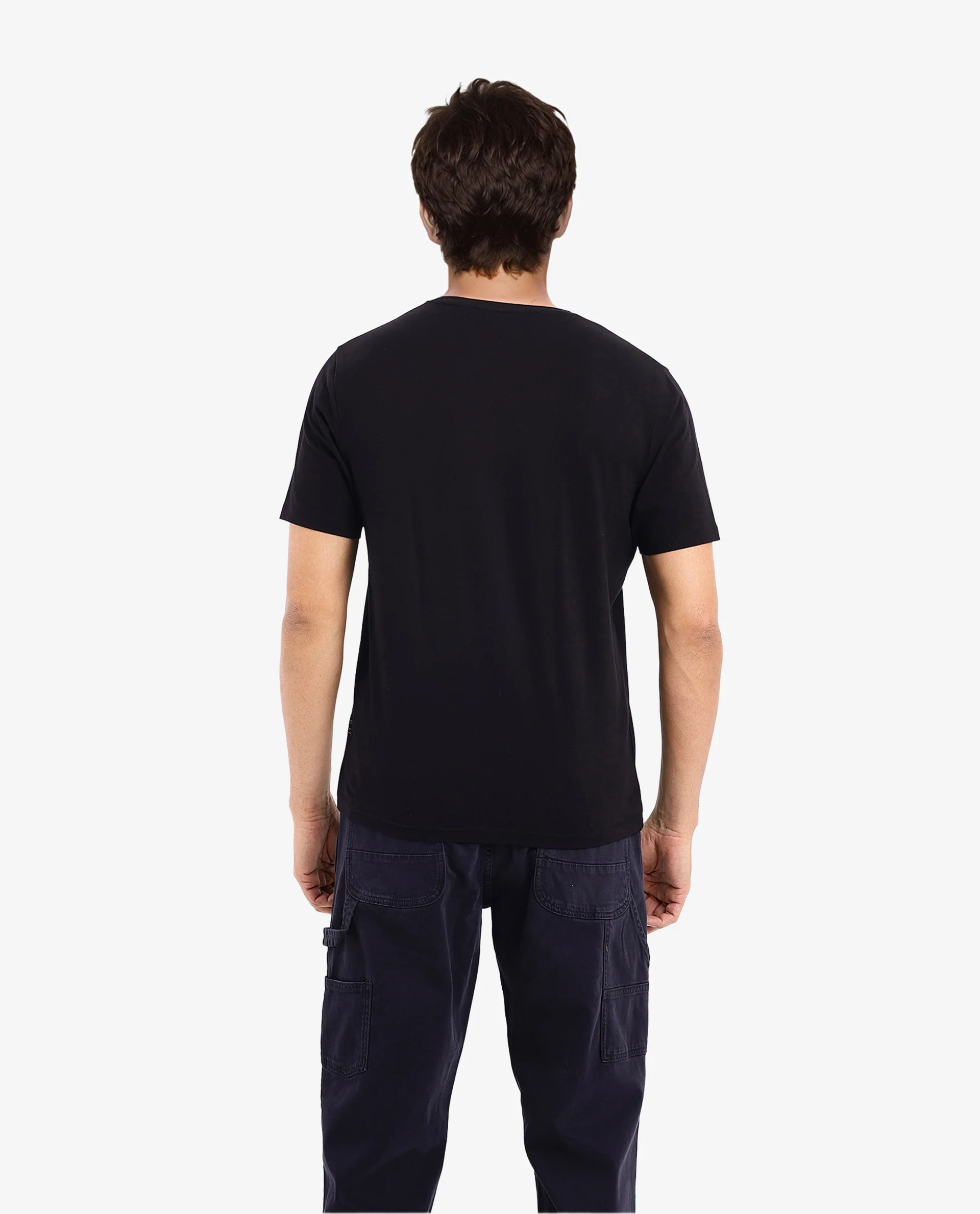 Rare Rabbit Men's Dom Black Cotton Graphic Print Oversized Fit Half Sleeve Crew Neck T-Shirt - Image 5