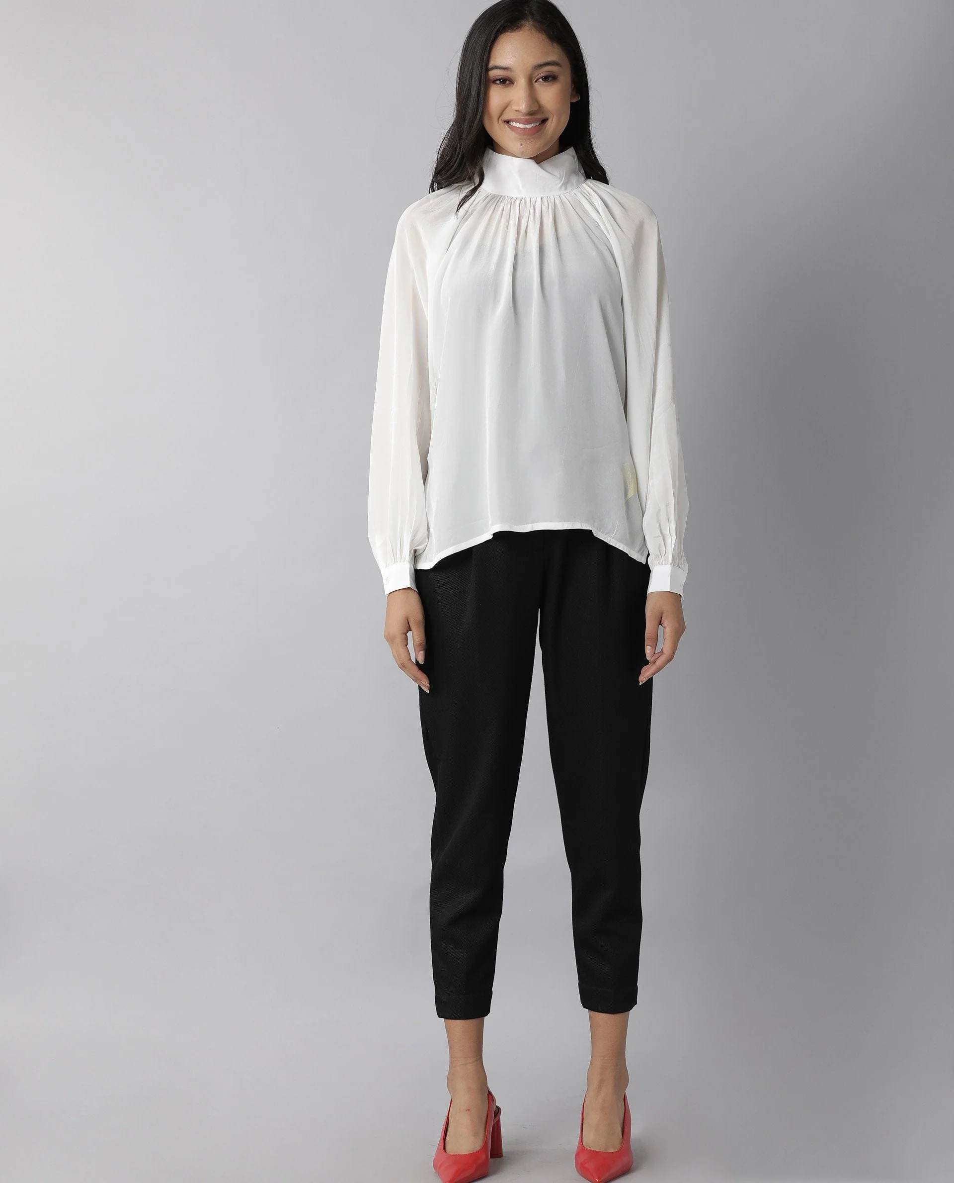 Rareism Women Domino White Top Full Sleeves Solid - Image 3