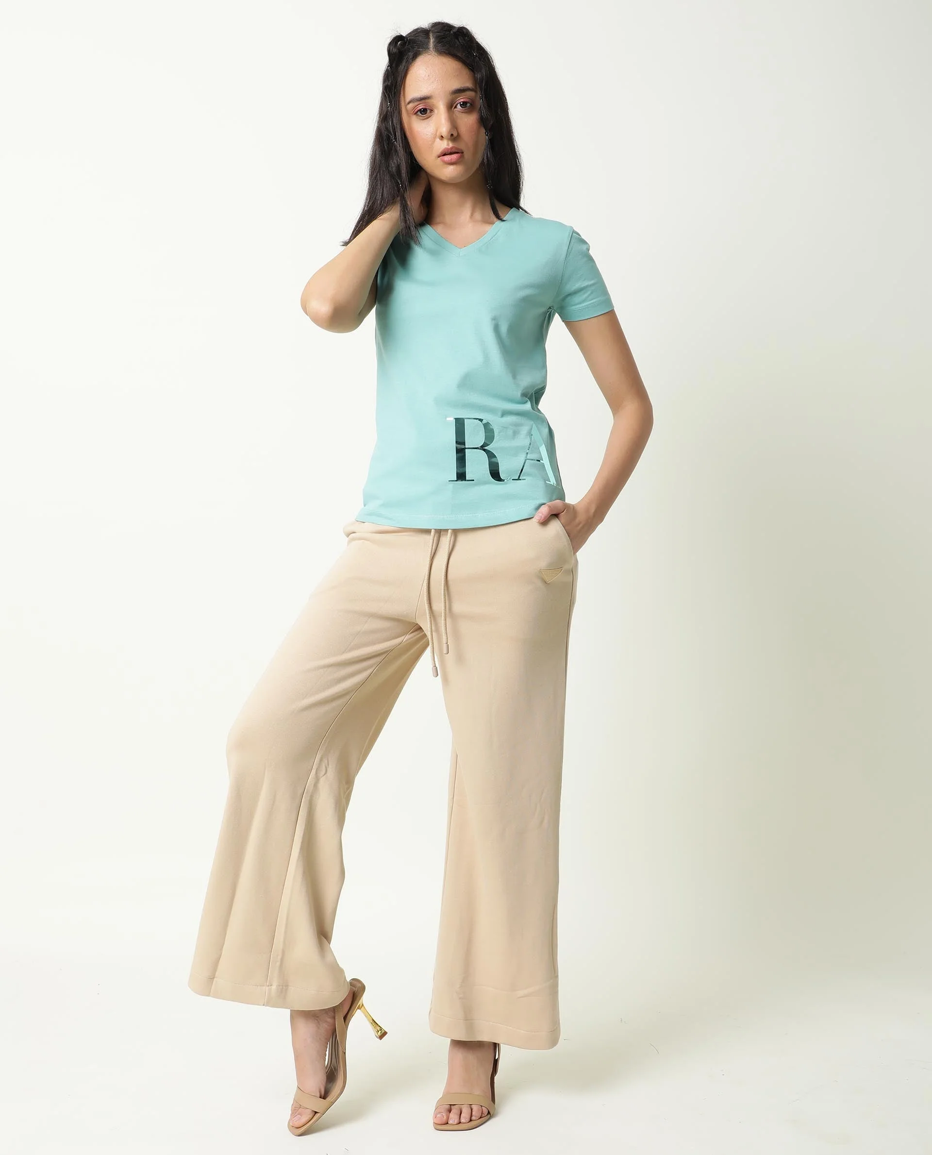 Rareism Women's Donovan Green Cotton Crew Neck Graphic Print Regular Fit T-Shirt - Image 2