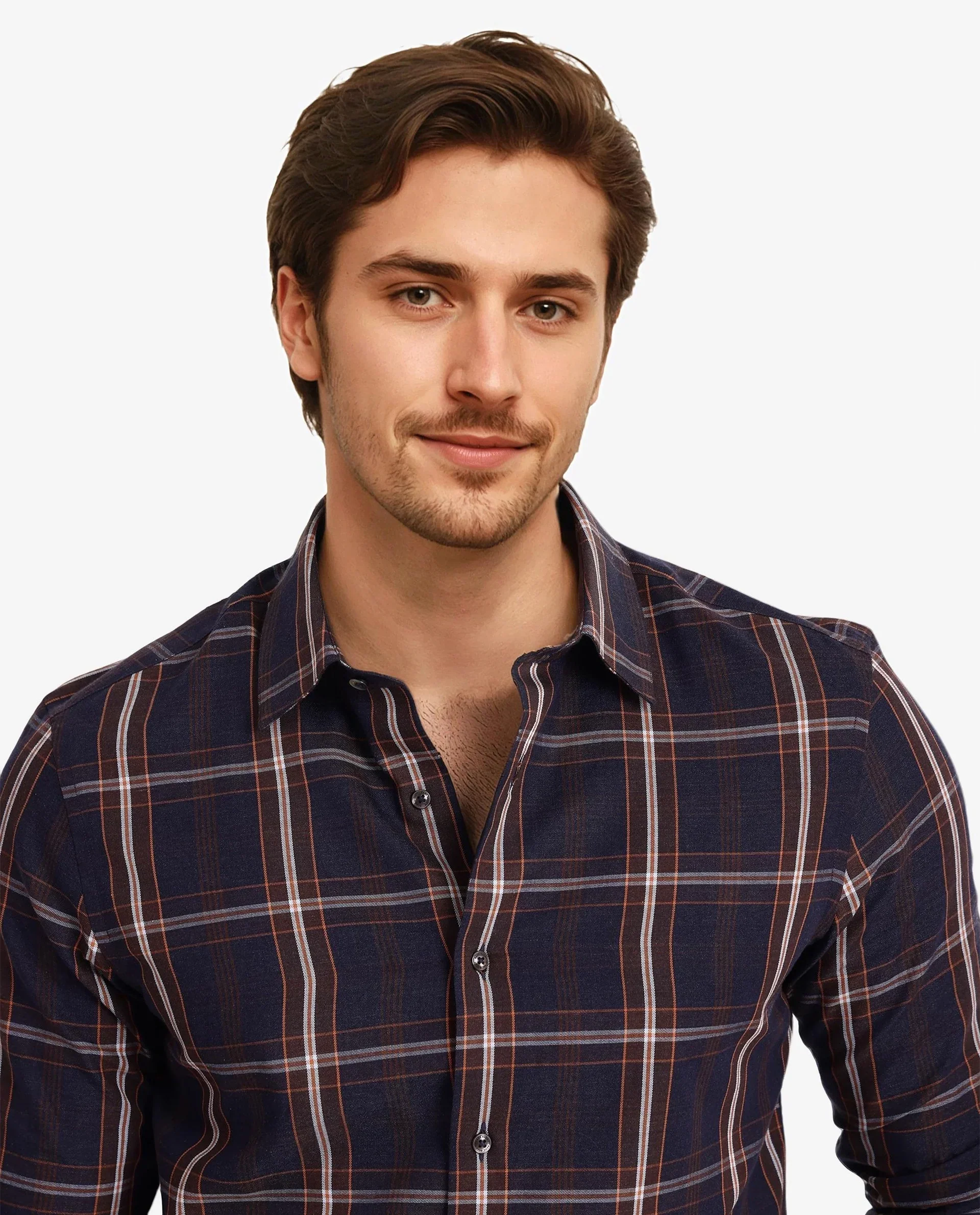 Rare Rabbit Men's Dor Navy Cotton Checked Print Regular Fit Full Sleeve Collared Shirt - Image 3