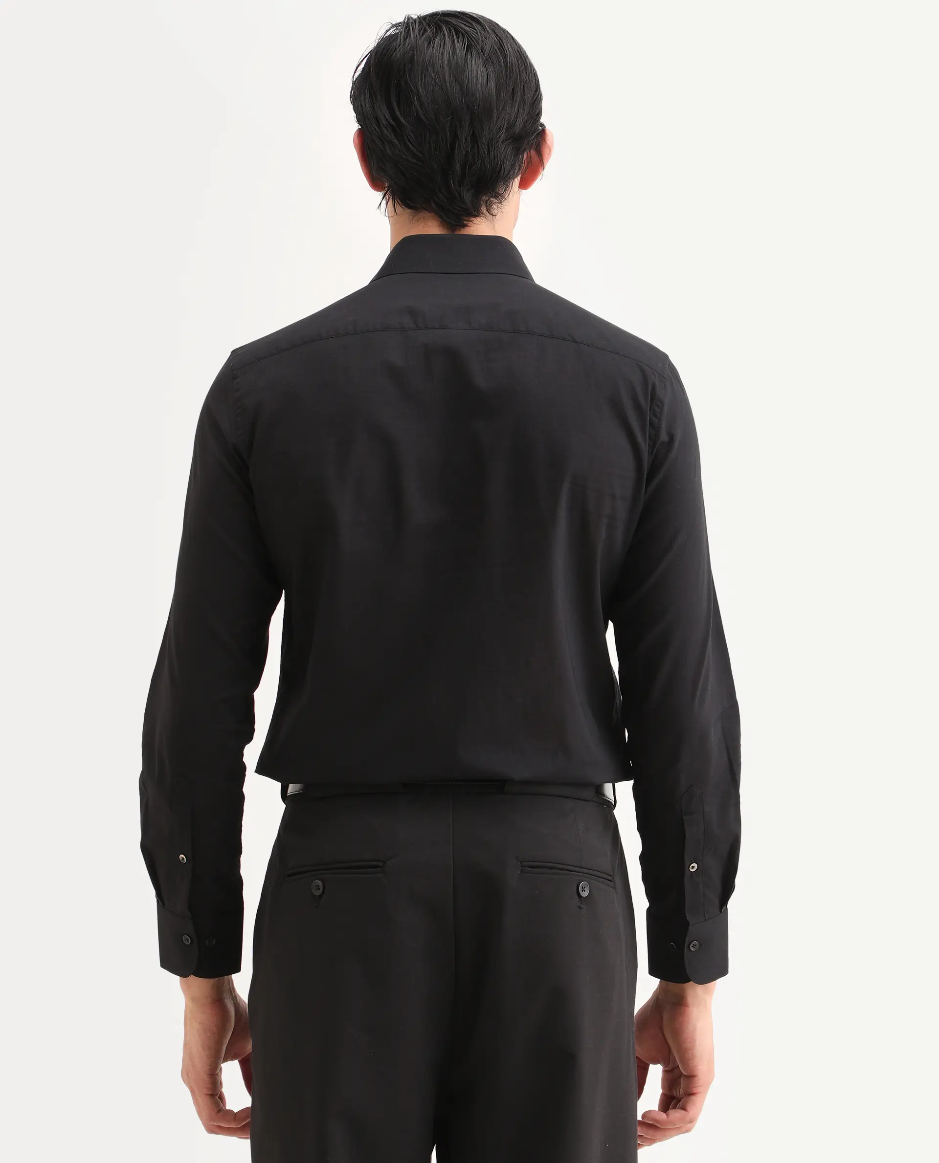 Rare Rabbit Men's Dori Black Cotton Fabric Full Sleeves Collared Neck Button Closure Embroidered Shirt - Image 8