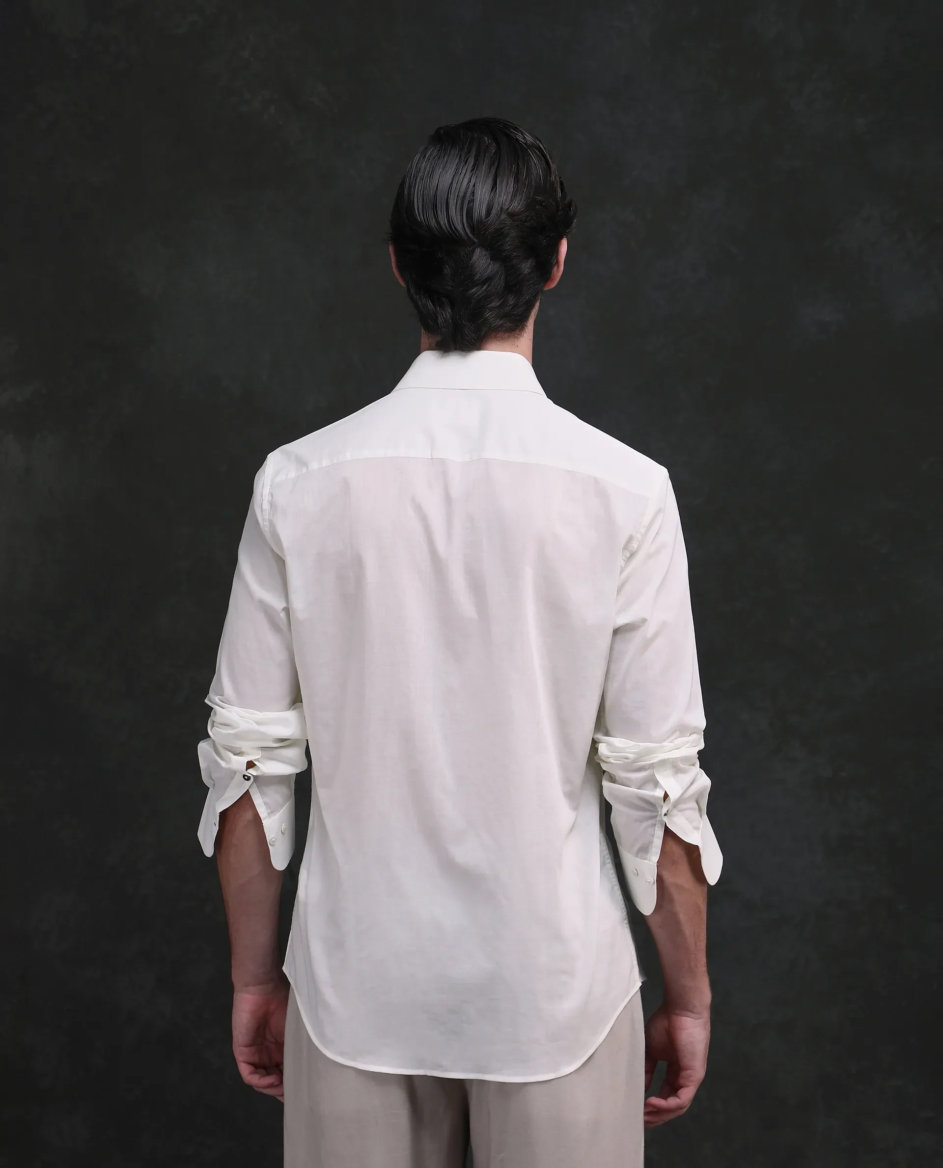 Rare Rabbit Men's Dori White Cotton Fabric Full Sleeves Collared Neck Button Closure Embroidered Shirt - Image 7
