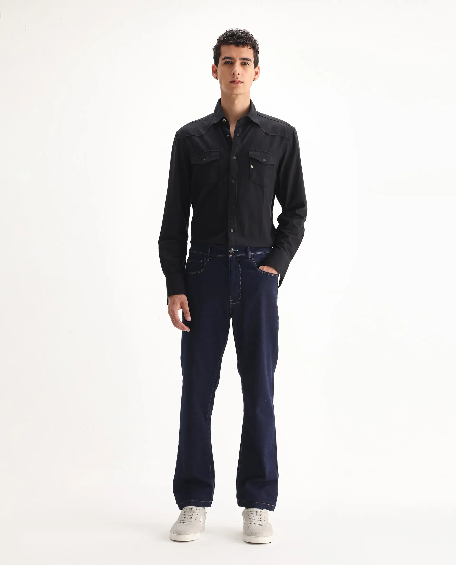 Rare Rabbit Men's Doros Navy Cotton Blend Plain Morris Regular Fit Jeans - Image 4