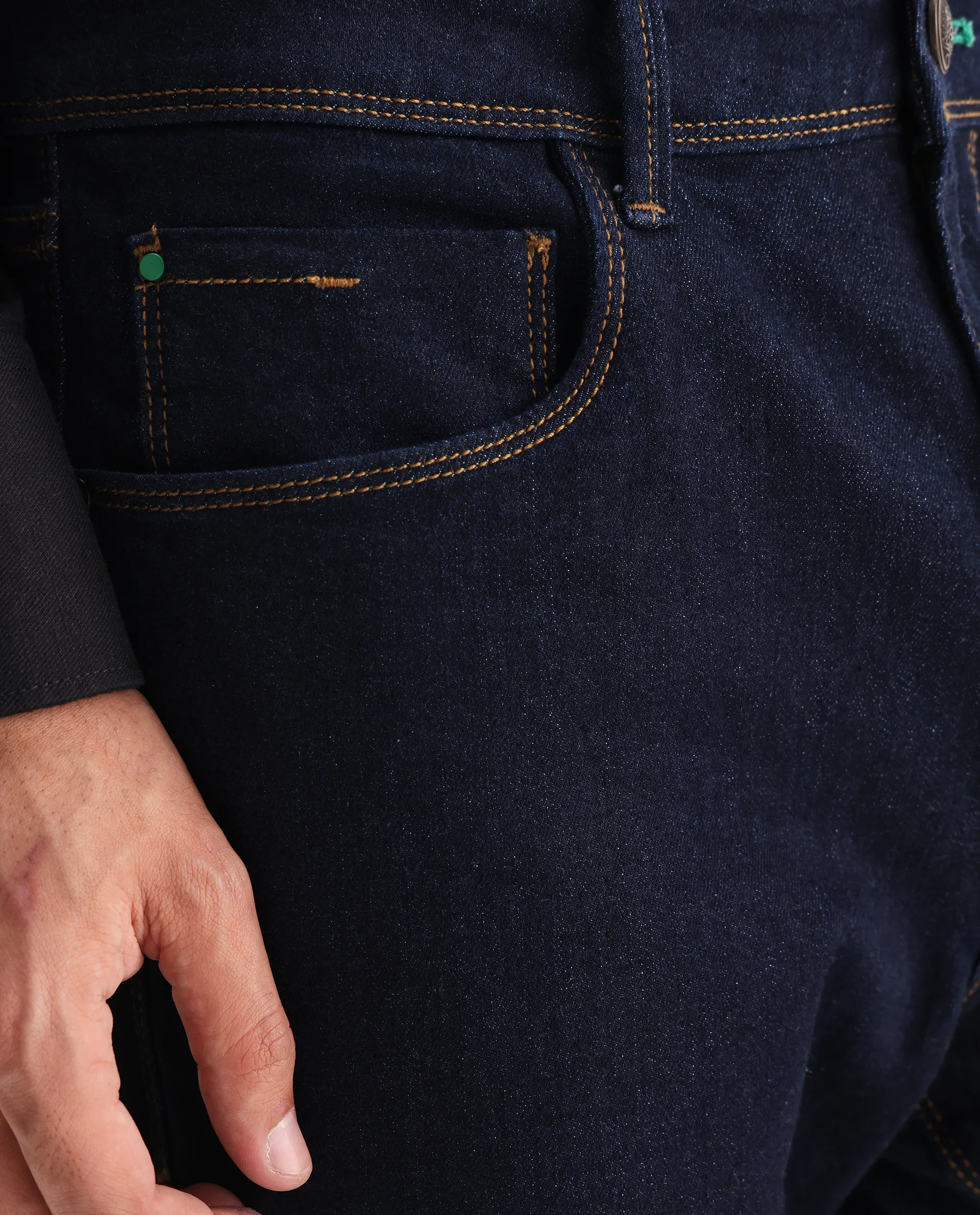 Rare Rabbit Men's Doros Navy Cotton Blend Plain Morris Regular Fit Jeans - Image 6