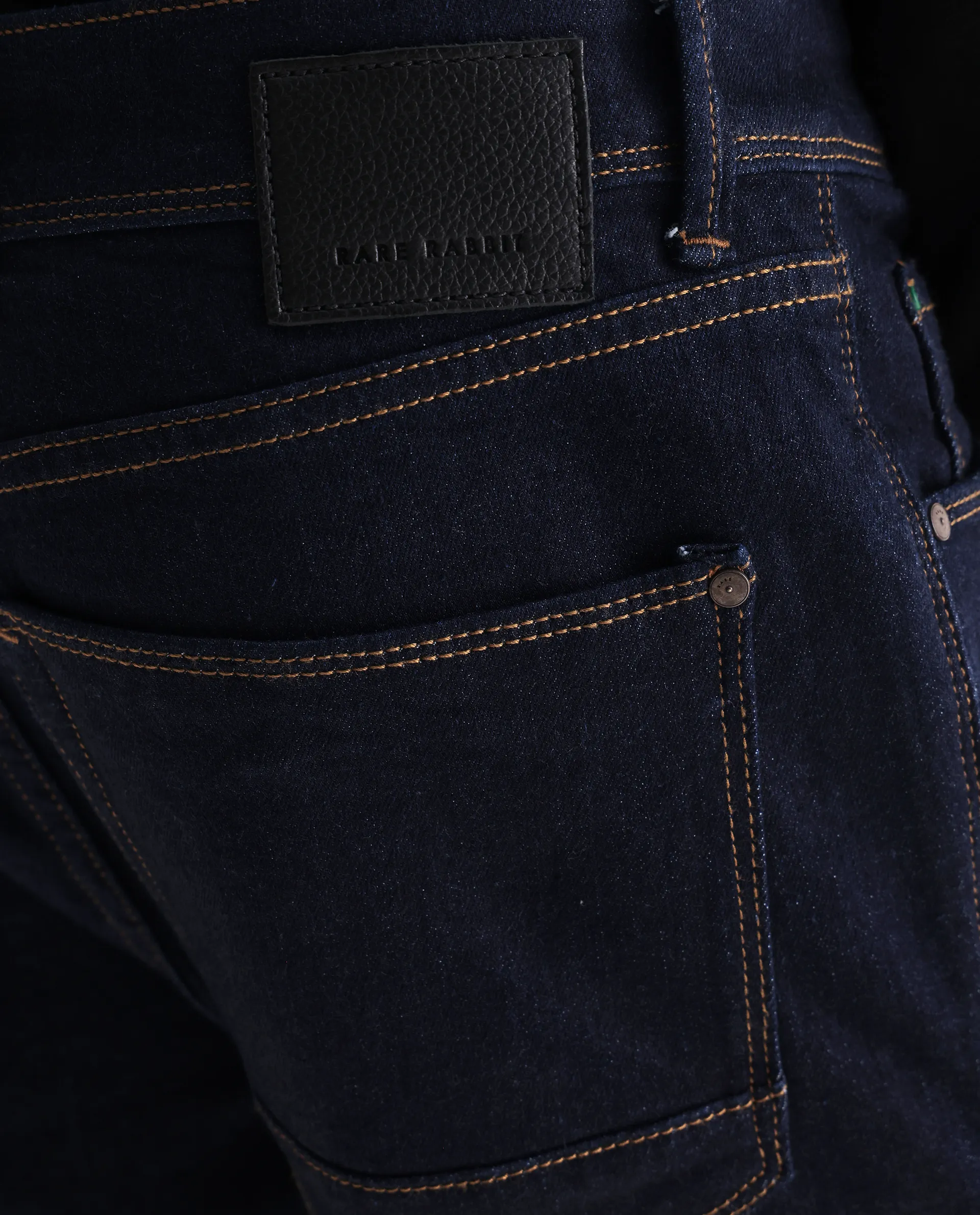 Rare Rabbit Men's Doros Navy Cotton Blend Plain Morris Regular Fit Jeans - Image 8