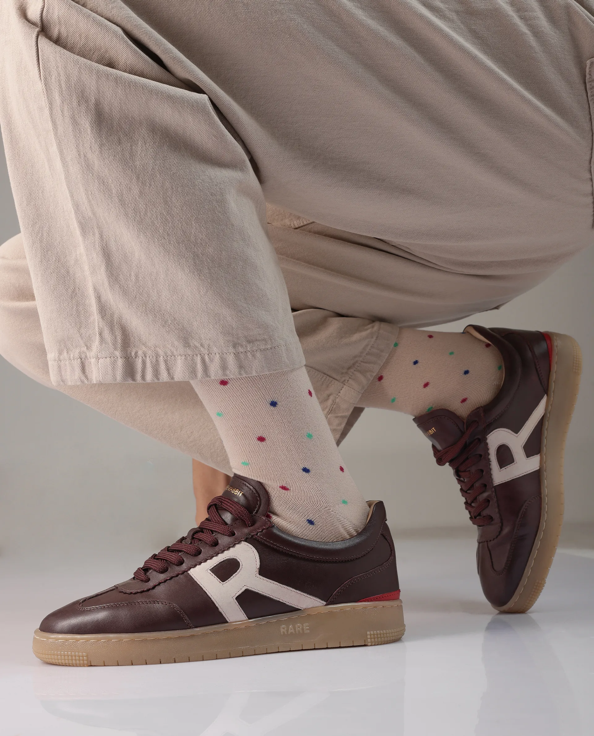 Rare Rabbit Men Dorset Pro Burgundy Genuine Leather Shoes Low-Top Lace-Up Dual Tone Sneaker Shoes - Image 2