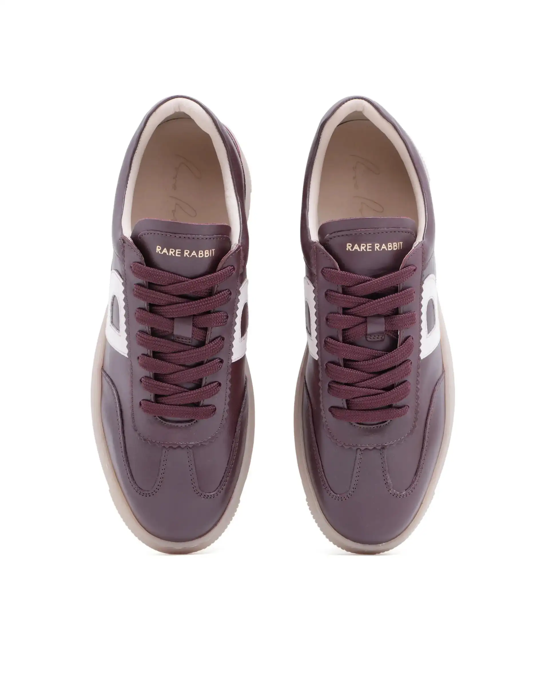 Rare Rabbit Men Dorset Pro Burgundy Genuine Leather Shoes Low-Top Lace-Up Dual Tone Sneaker Shoes - Image 4